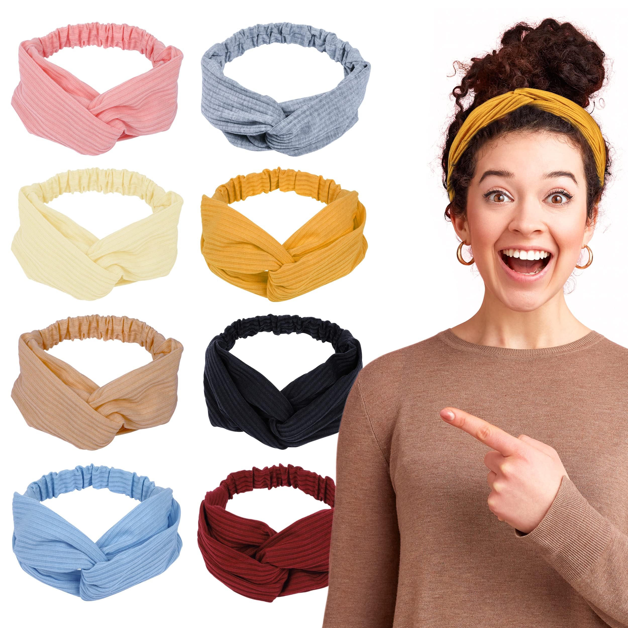 LOTUS78 Women's Headbands 8-Pack - Soft Elastic Hair Bands for Women, Sweat-Wicking Workout Headbands, Fashionable Boho Style Hair Accessories for Yoga, Running, Gym & Everyday Wear