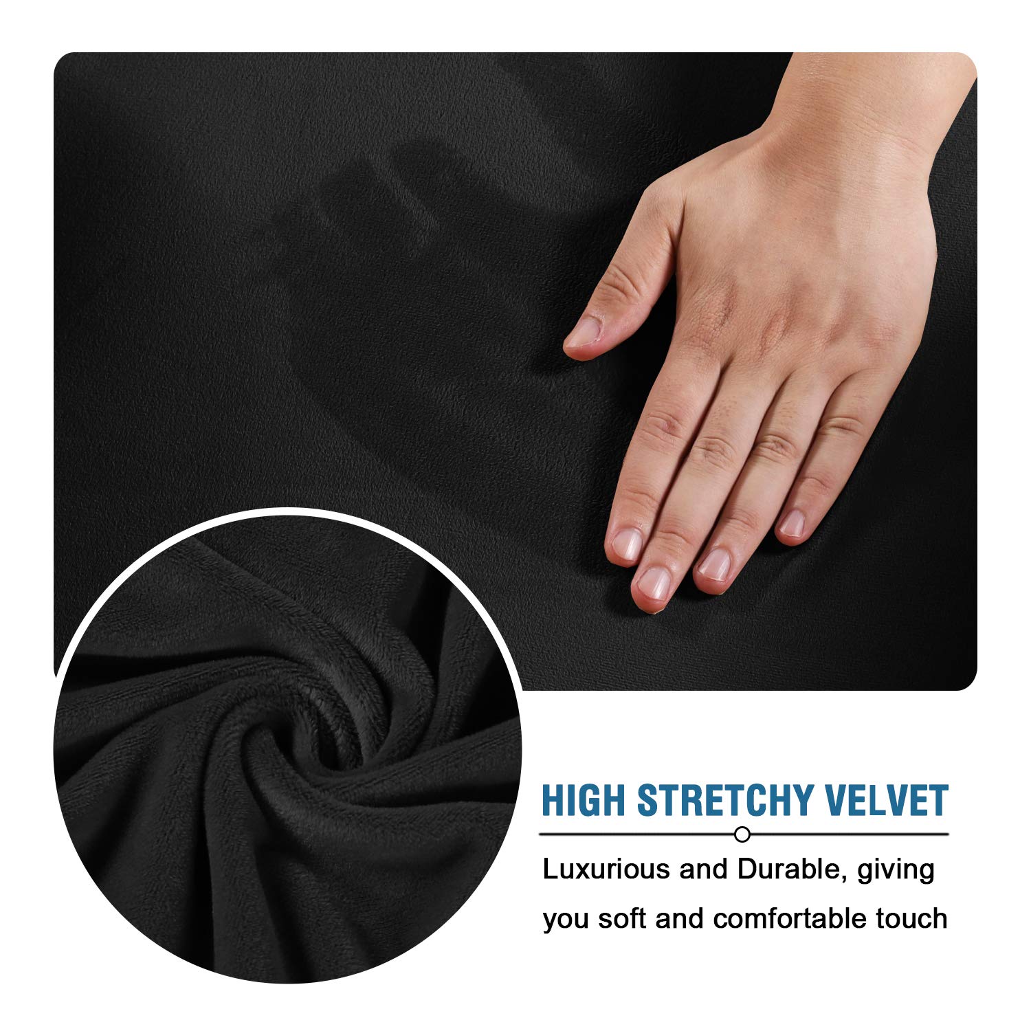 H.VERSAILTEX Modern Velvet 4-Piece Stretch Sofa Slipcover - Form-Fitting Furniture Protector for 3-Seater Couches up to 90
