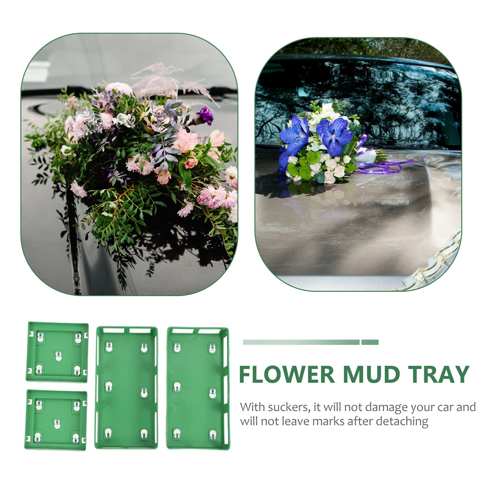 Healifty 4 Pack Floral Foam Trays with Suction Cups - Floral Mud Discs for Wedding Car Decor, DIY Flower Arrangements, and Home Centerpieces