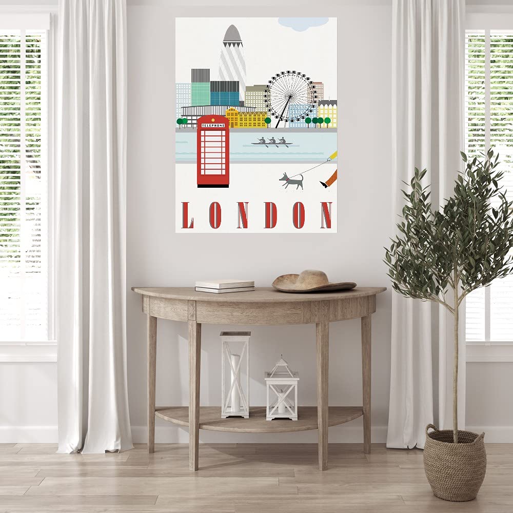 Sophie Ledesma Fine Art Canvas - London Themed Wall Decor for Living Room, Bedroom, Office & More - Ready to Hang 35x46 inch - Perfect for Home, Office & Commercial Spaces