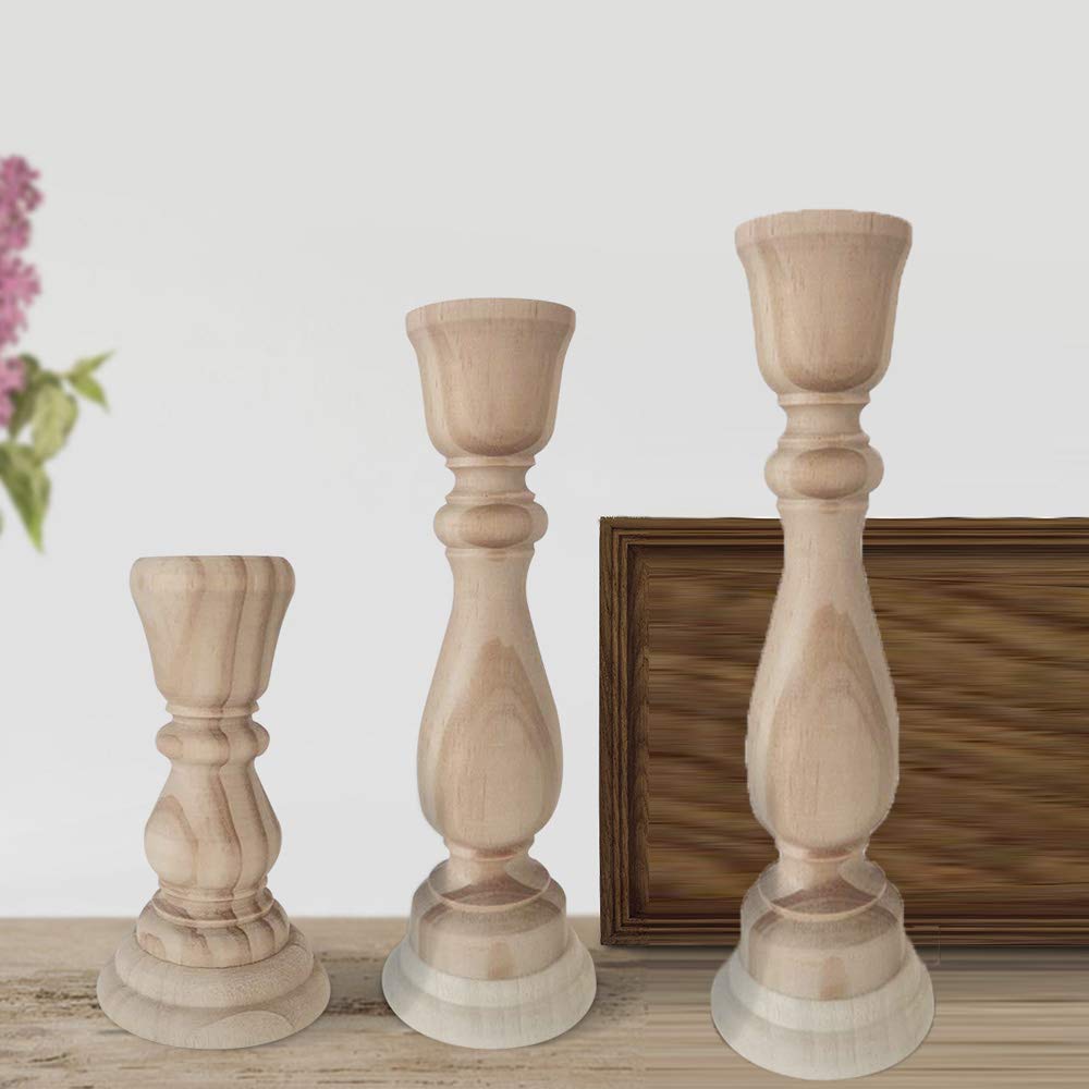 YISHIYI Wooden Candlestick Holders Set of 3 - Elegant Taper Candle Holders for Home Decor, Wedding Centerpieces & Party Table Settings - Perfect for Romantic Dinners, Holiday Decorations and Special Occasions