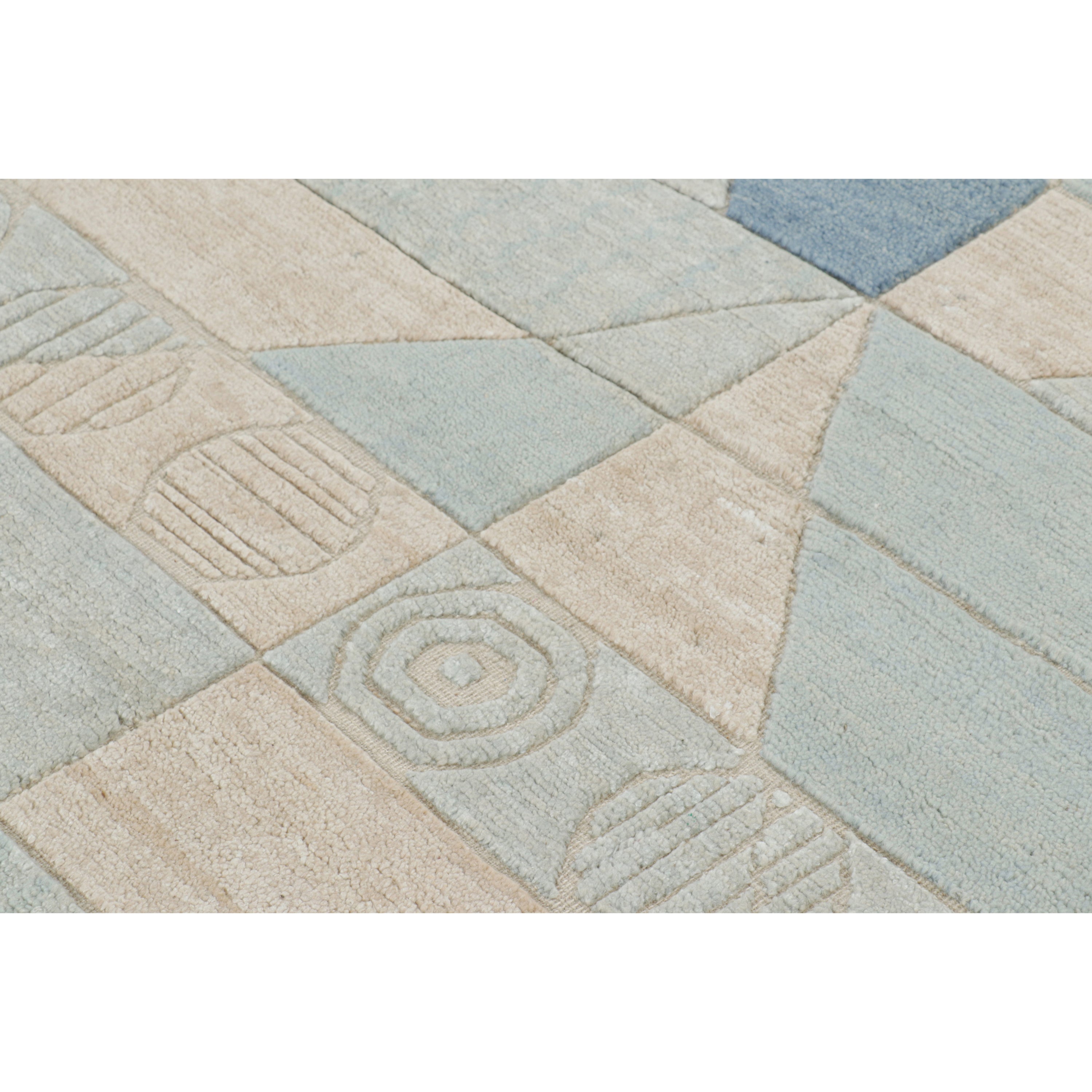 Blue Transitional Swedish Inspired Wool Rug 9'1 x 12'1 - Soft & Durable Area Rug for Living Room, Bedroom, or Office Decor