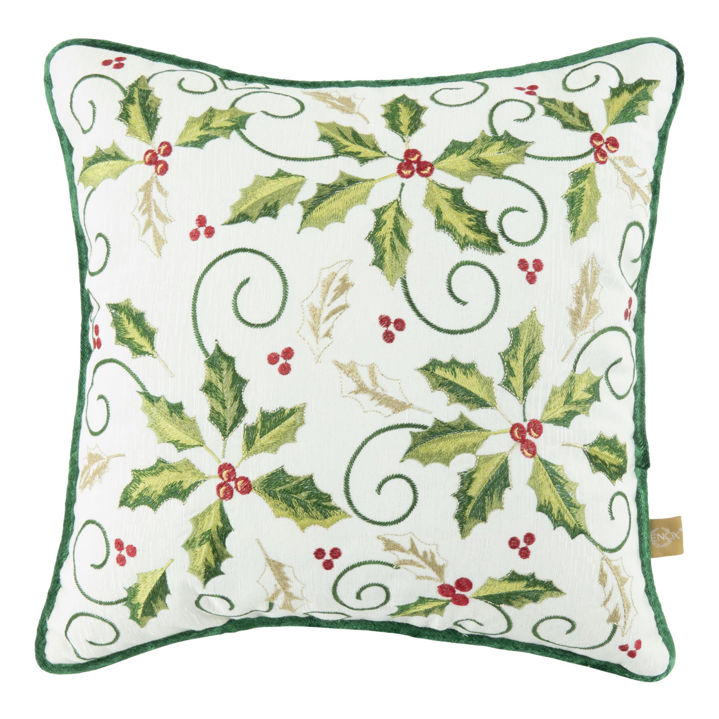 16x16 Holiday Holly Throw Pillow - Festive Christmas Home Decor for Sofa, Bed & Couch - Cozy Seasonal Accent Pillow for Living Room & Bedroom