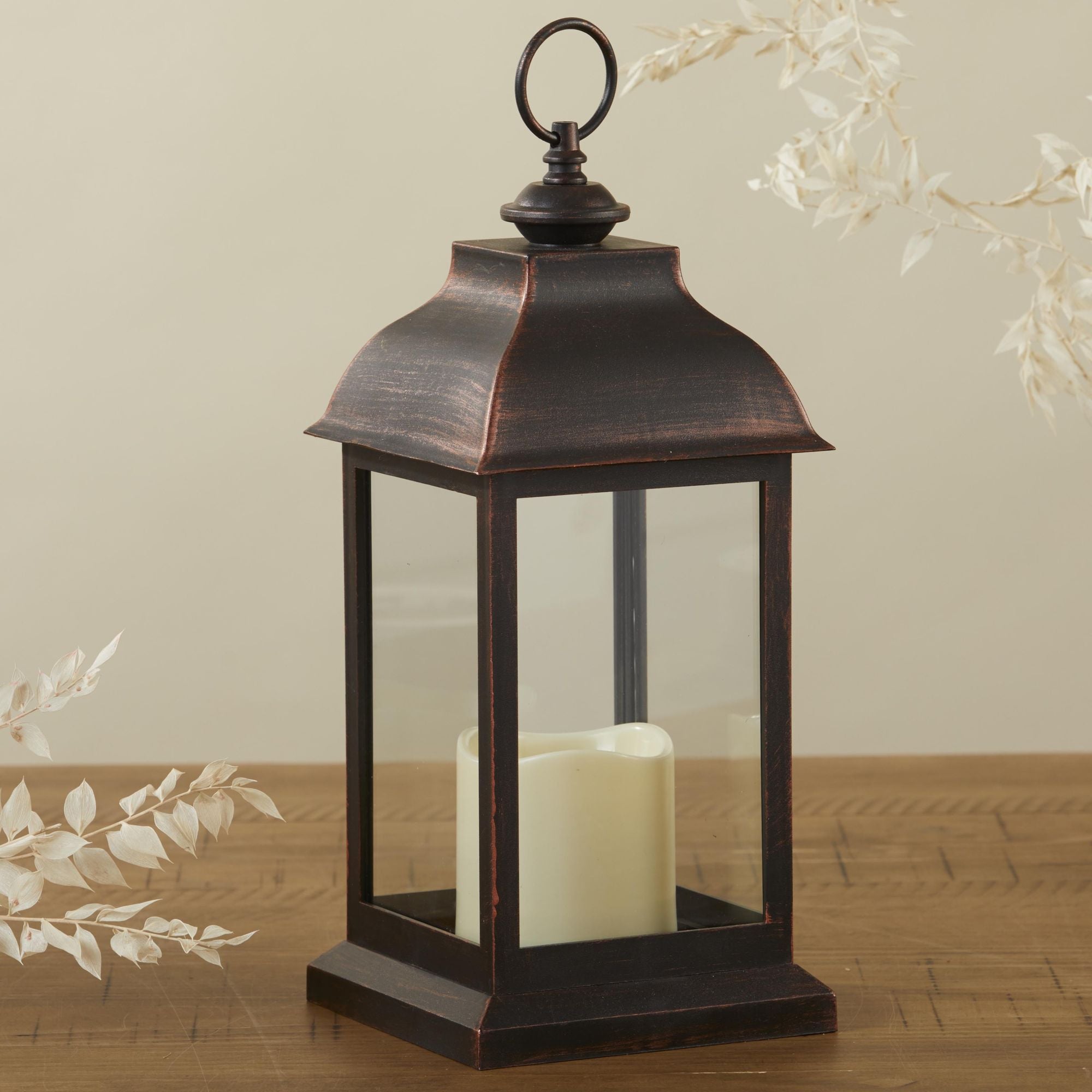 Vintage LED Copper Lantern - Decorative Hanging Light for Indoor/Outdoor - Perfect for Garden, Patio, Porch & Home Decor