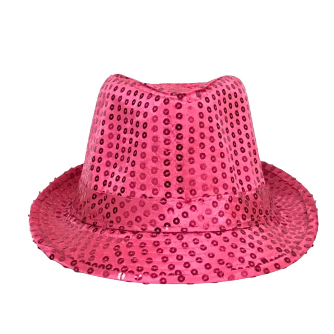 Hot Pink Sequin Fedora Hat for Mardi Gras - Glamorous Party Accessory for Women's Costume, Carnival, and Festive Celebrations