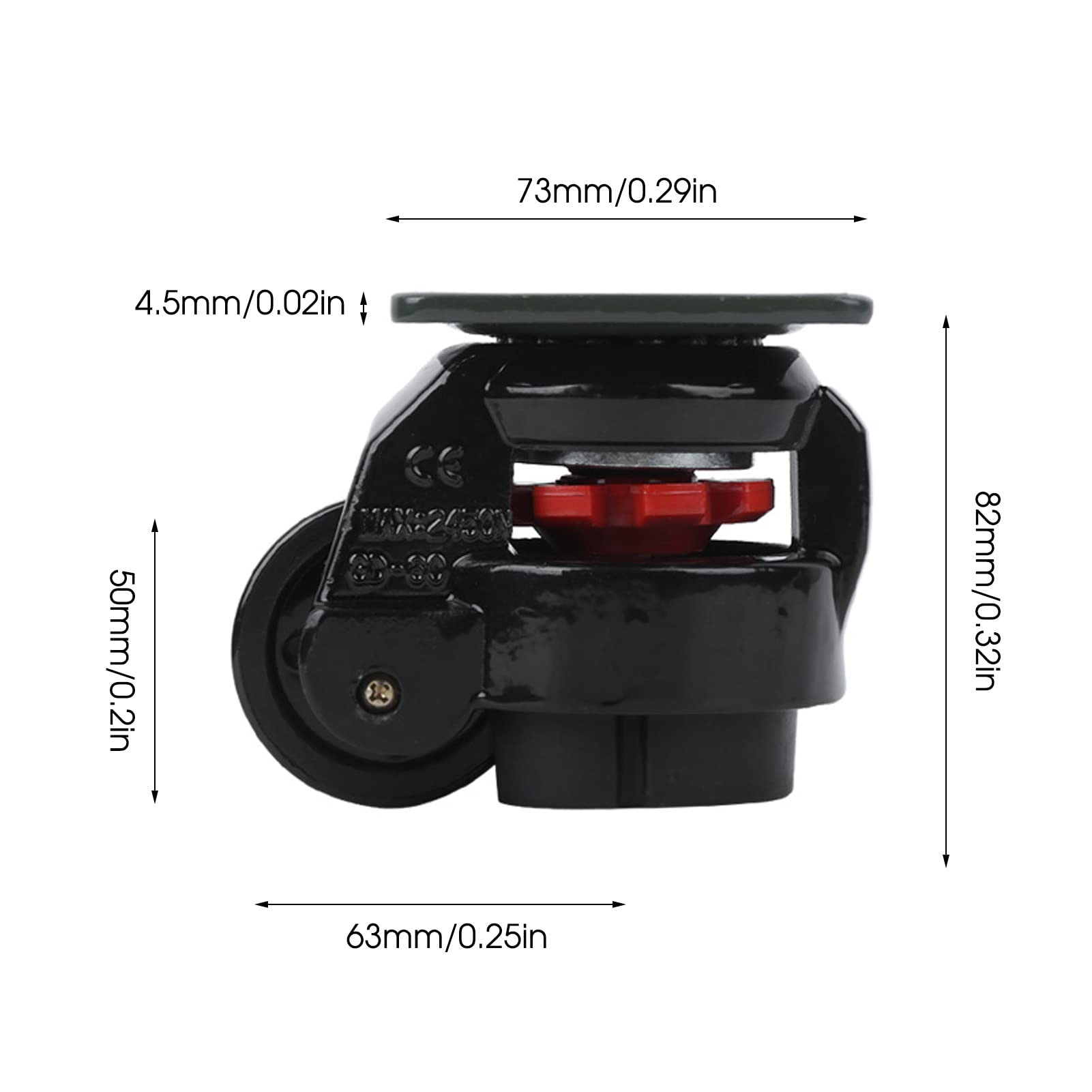 4pcs Heavy Duty Industrial Leveling Caster Wheels GD-60F - 500kg/1102.3lb Capacity - Adjustable Plate Casters for Machinery, Workbenches & Industrial Equipment