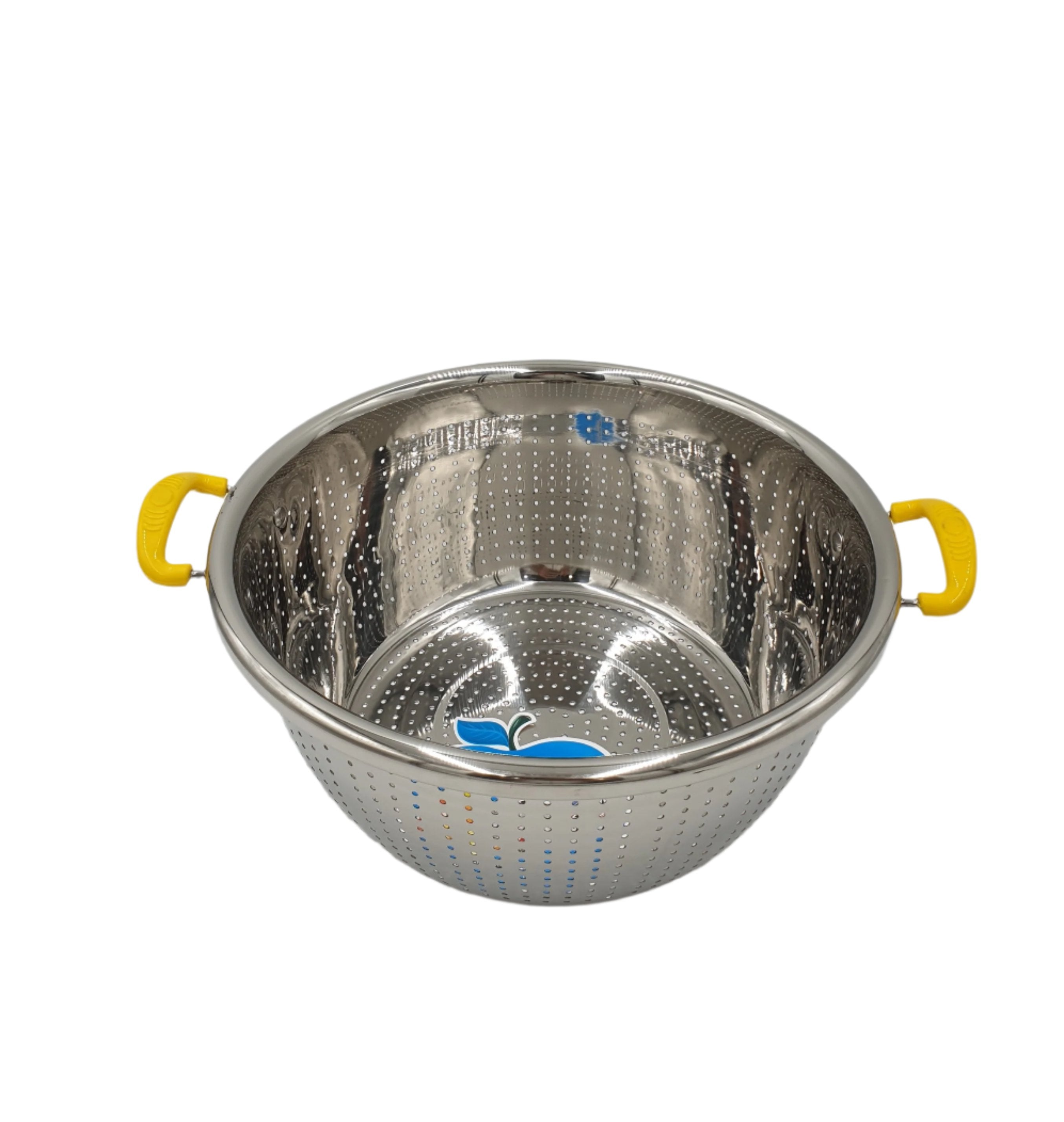 Stainless Steel Colander 13.5 x 5 Inches - Perfect for Pasta, Vegetables & Fruit Washing - Durable Kitchen Strainer for Cooking, Baking & Food Prep