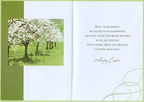 Cherry Blossom Tree Easter Greeting Card - Religious Spring Holiday Card for Family & Friends - Perfect for Church, Easter Celebrations and Spring Home Decor