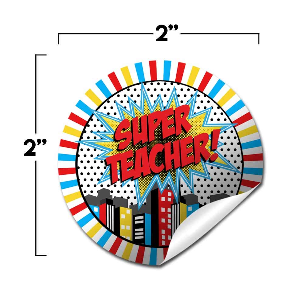 Super Teacher Super Hero Themed Thank You Stickers - 40 Pack 2 Inch Circle Labels for Teacher Appreciation Gifts, Envelope Seals & Party Favors - Perfect for Classroom Rewards, Gift Wrapping & School Events by AmandaCreation