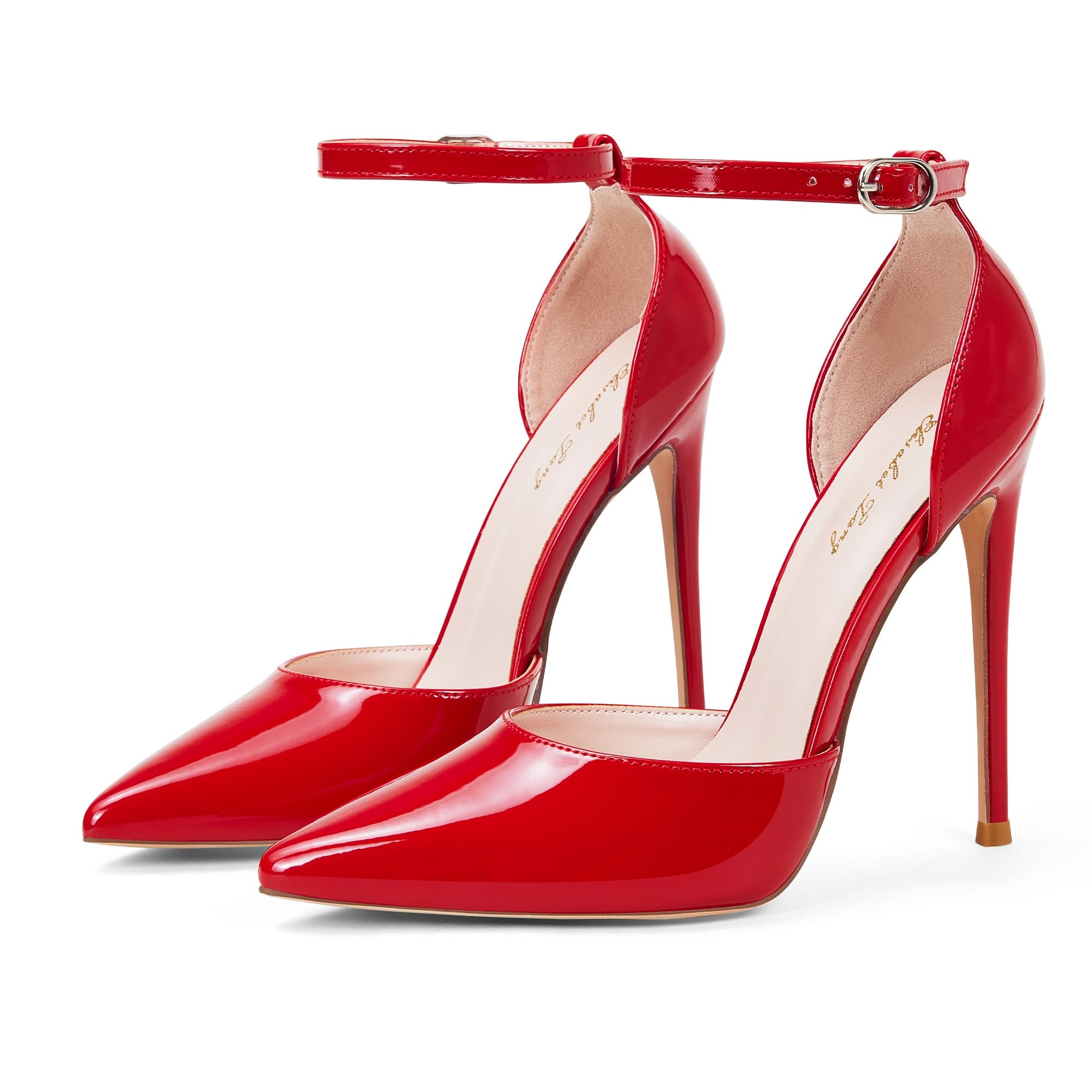Elegant Elisabet Tang Women's High Heel Pumps - D'Orsay Ankle Strap Pointed Toe Stiletto Heels with Rhinestones for Party, Wedding & Special Occasions | Perfect for Evening Events, Date Nights & Formal Gatherings