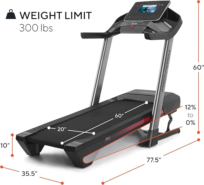 ProForm Pro 2000 Smart Treadmill - Foldable Incline Running Machine with 22