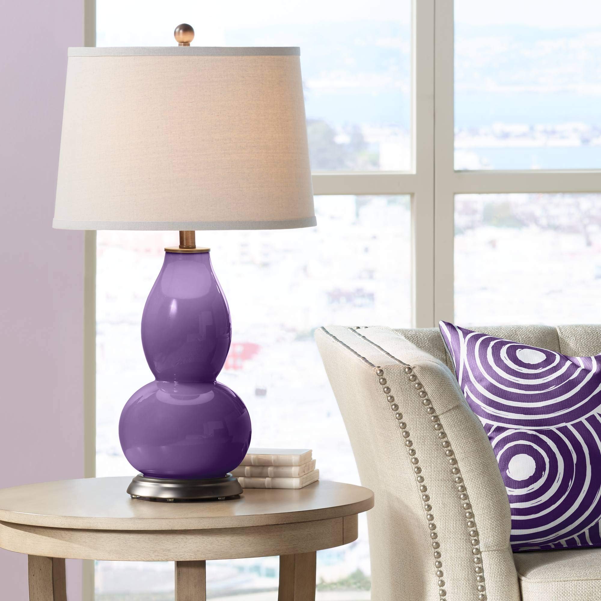 Color + Plus Acai Double Gourd Table Lamp - Modern Boho Bedside Lighting for Bedroom, Living Room & Office Decor
