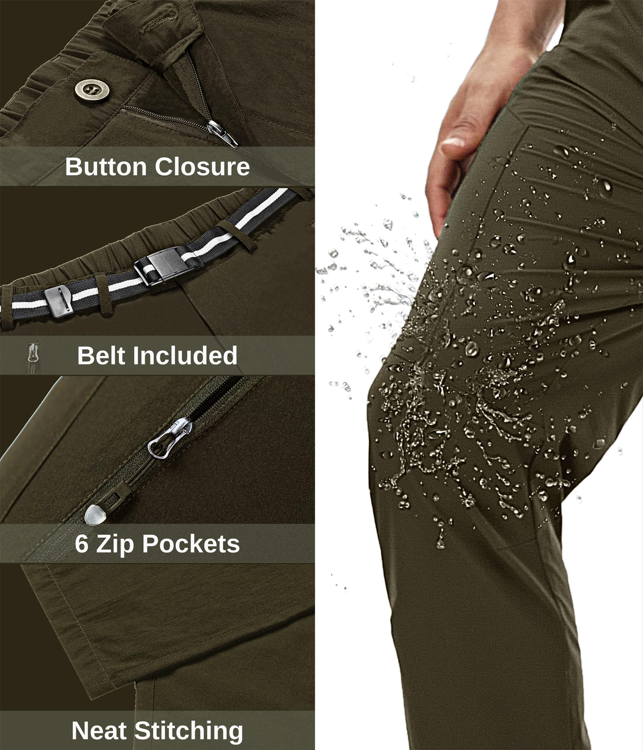 NATUVENIX Men's Lightweight Hiking Pants - Quick Dry, Stretchy Outdoor Travel & Work Pants for Fishing, Camping & Adventure Activities