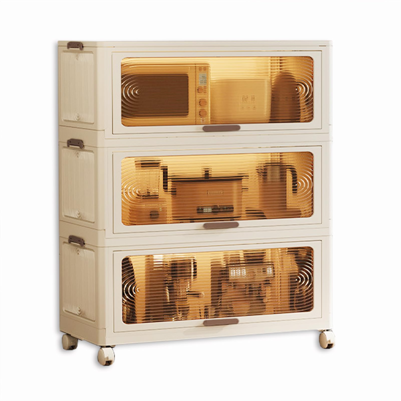 Stackable Clear Plastic Storage Bins with Magnetic Doors & Lids - Foldable Organizer Box for Clothes, Snacks, Books - Perfect for Closet, Nursery, Office & Home Organization