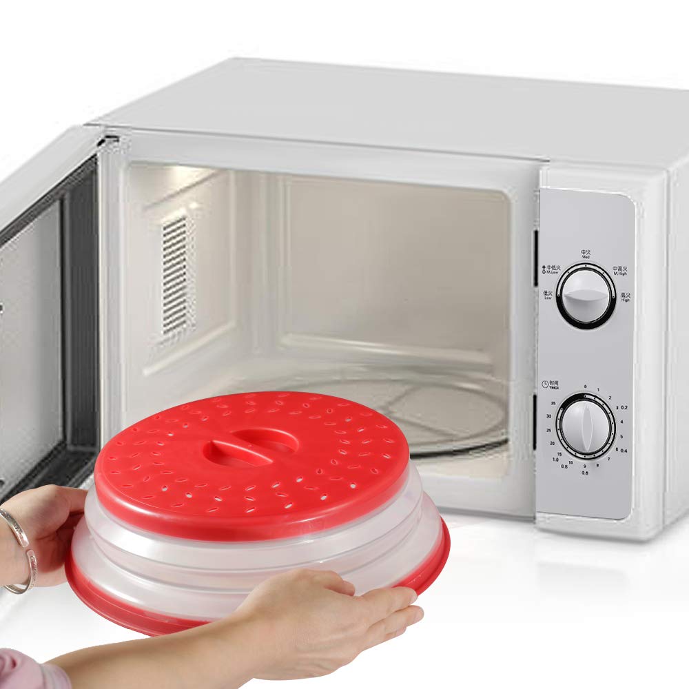 2 Pack Microwave Splatter Cover – Vented Collapsible Microwave Food Cover with Easy Grip Handle, Dishwasher-Safe, BPA-Free Silicone & Plastic (10.5