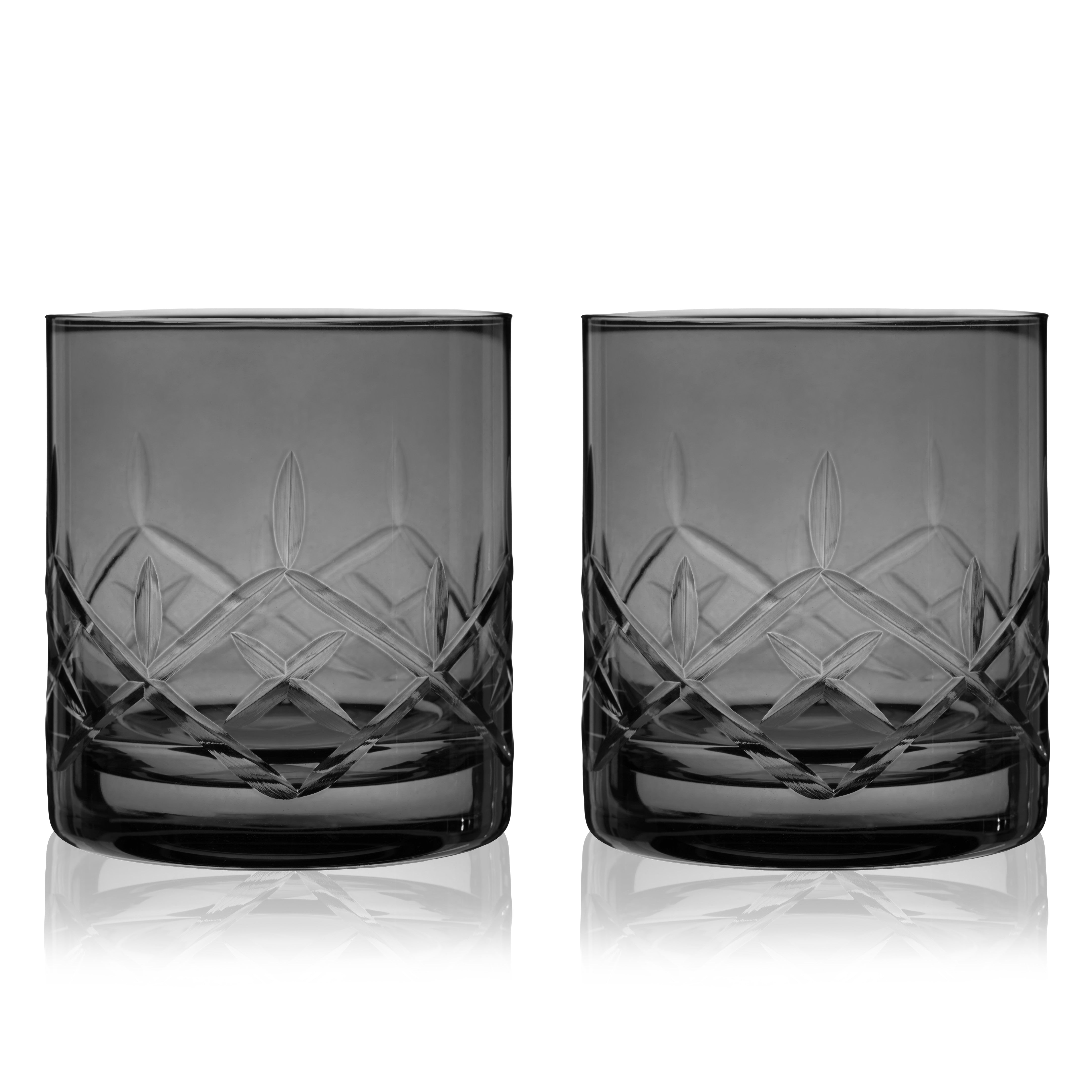 Premium Admiral Crystal Whiskey Glasses Set of 2 - Elegant Smoke-Colored Rocks Glasses for Scotch, Bourbon & Cocktails - Perfect for Home Bars, Gifts & Entertaining