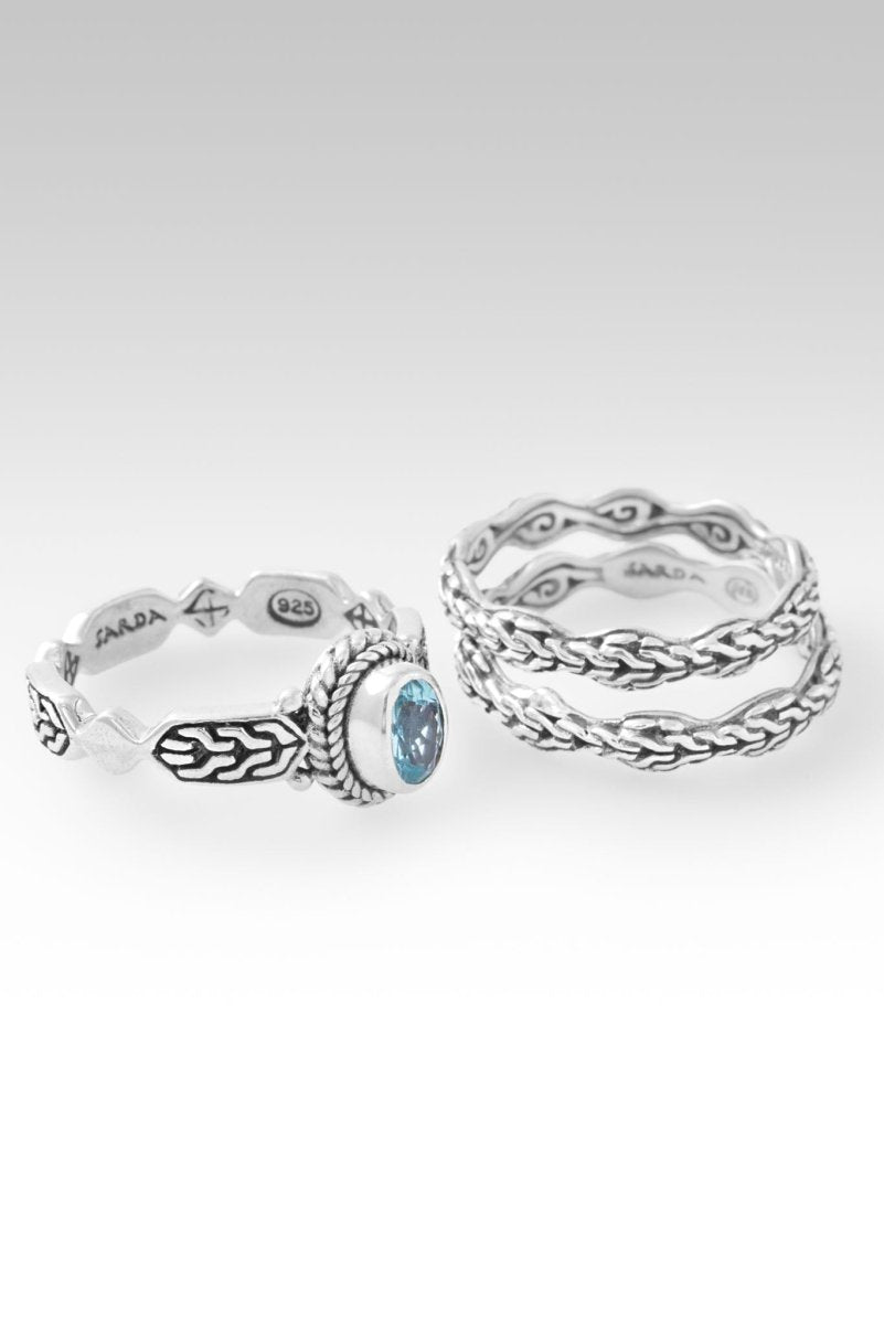 Perfect Plan Ring II Set of 3™ in Paraiba Apatite - Elegant Stackable Rings for Women, Wedding, Anniversary & Everyday Wear