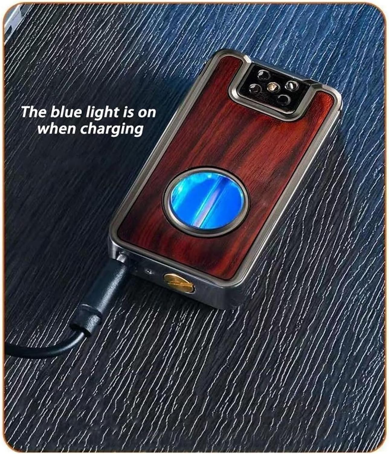 Premium Windproof Metal Lighter with Voice Activation & Wood Inlay - Reusable Adjustable Soft Flame Kerosene Lighter with Visible Oil Tank - Perfect Men's Gift for Camping, Hiking & Outdoor Adventures (Small Size)