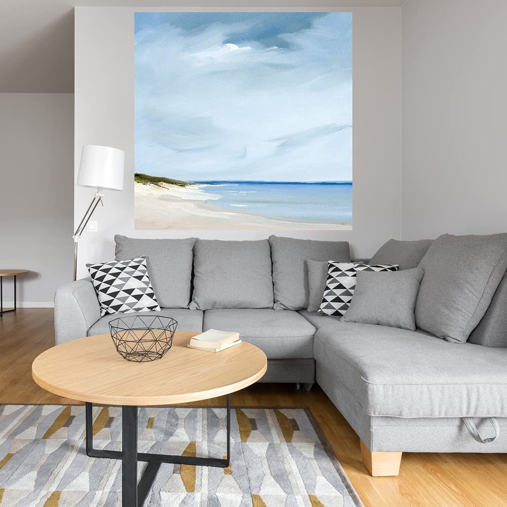 Blue Abstract Canvas Wall Art by Rick Fleury - 22x22 Inch Ready to Hang Painting for Living Room, Bedroom, Office & Home Decor - Perfect for Modern, Boho & Coastal Interior Design Styles