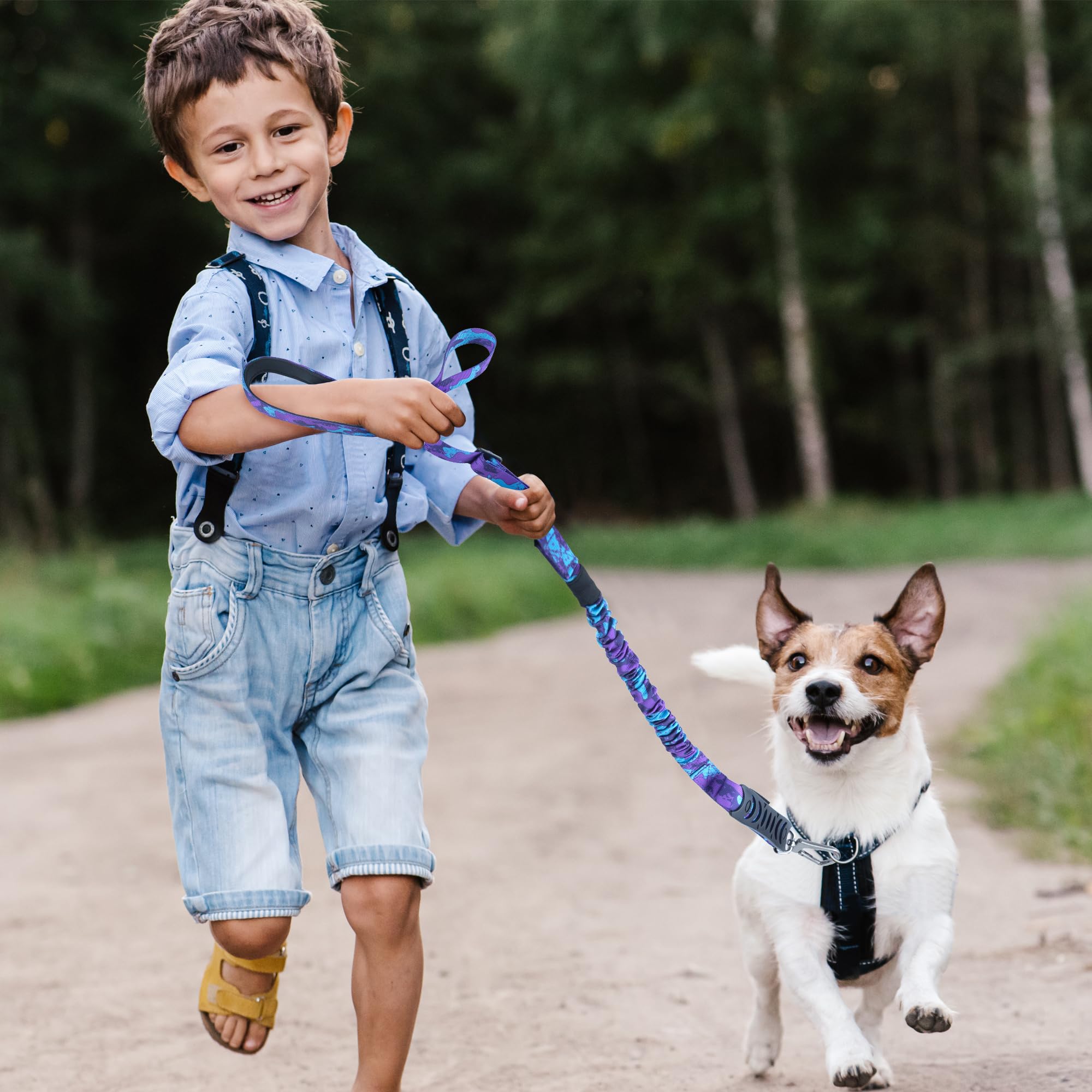 Heavy Duty Tactical Dog Leash 4-6FT - Strong Bungee Leash for Large Dogs Up to 150lbs - Reflective Dog Leash with Car Seat Belt Clip - Perfect for Training, Walking & Hiking with Small, Medium & Large Dogs