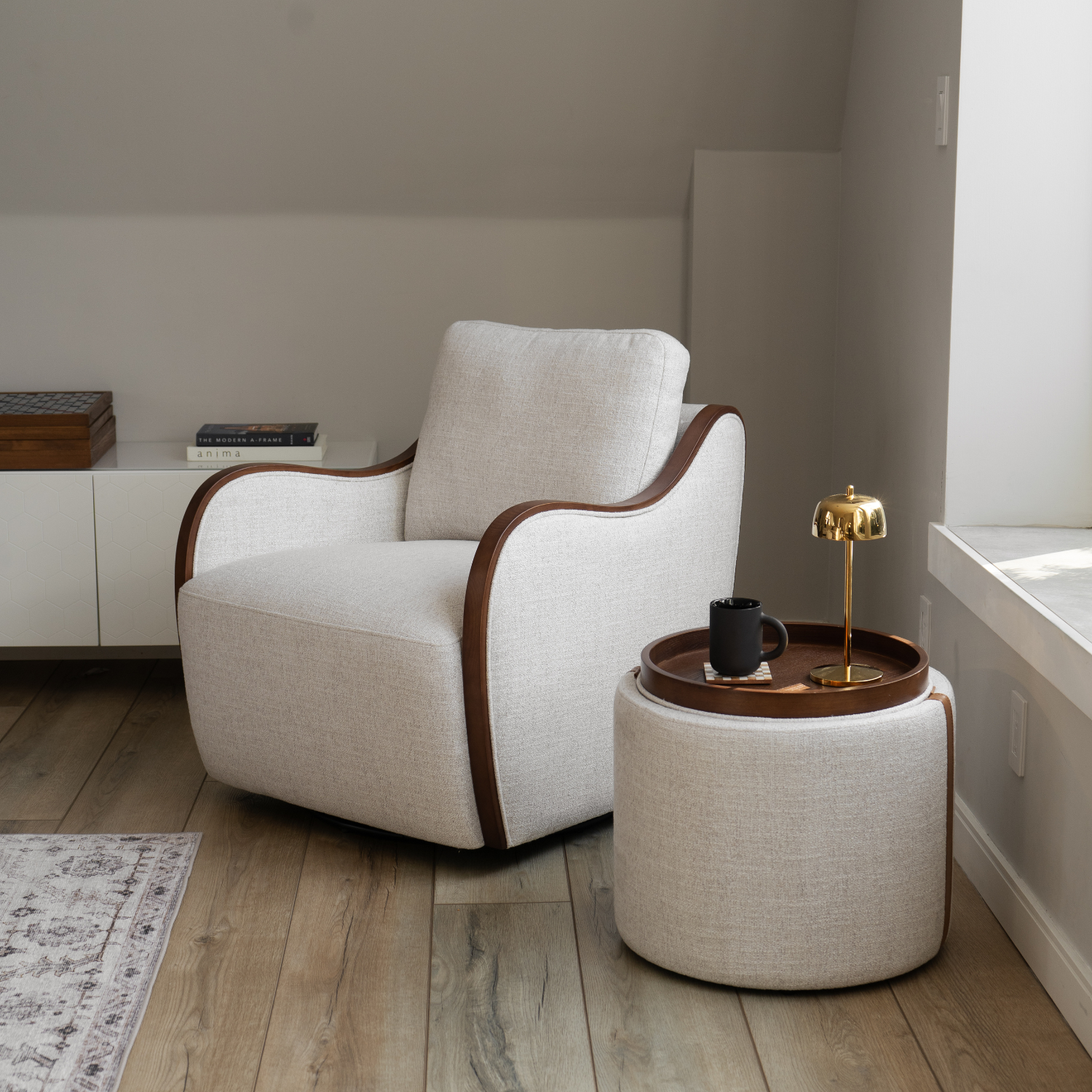 Capri Swivel Arm Chair - 360° Rotating Rattan Lounge Chair with Thatched Wheat Design for Patio, Living Room & Bedroom Decor