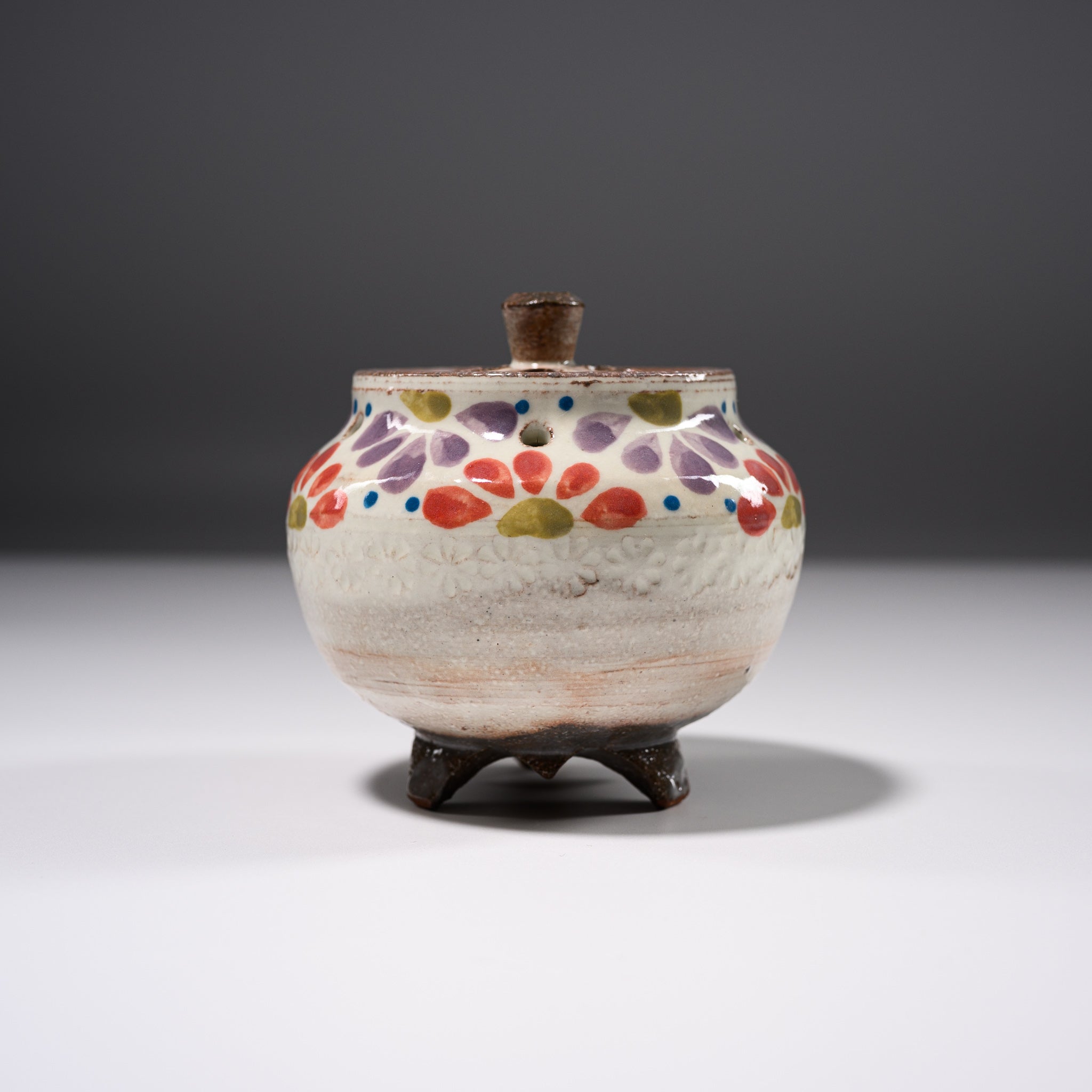 Premium Kyo Kiyomizu Ware Ceramic Incense Burner - Handcrafted Kohiki Hanamishima Design for Home Meditation & Zen Decor | Japanese Traditional Aroma Diffuser for Relaxation & Spiritual Practice