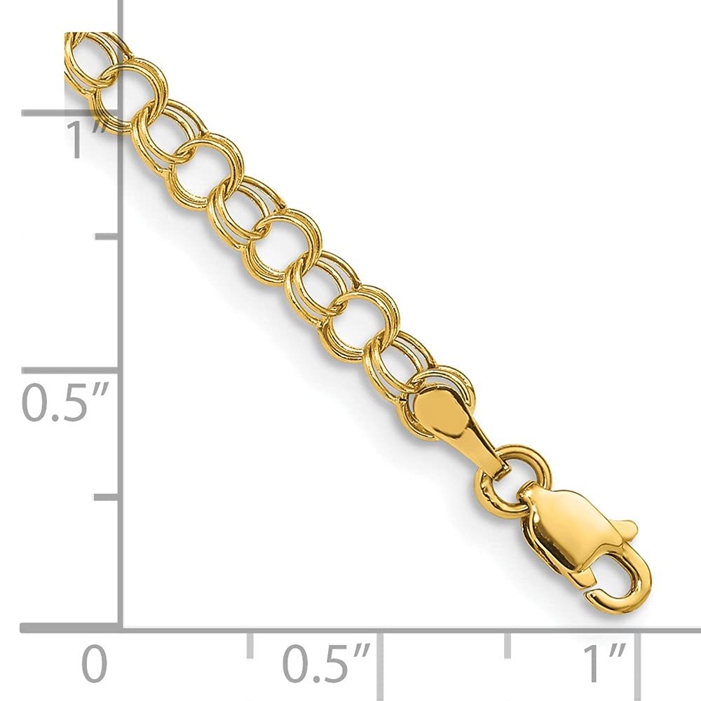 14K Yellow Gold Hollow Double Link Charm Pendant Bracelet for Women - 8