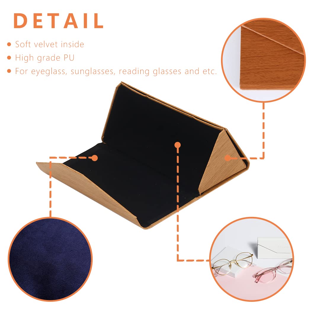 Hard Shell Glasses Case for Men & Women - PU Folding Eyeglasses & Sunglasses Holder with Cleaning Cloth | Portable Travel, Office & Daily Use Protective Storage