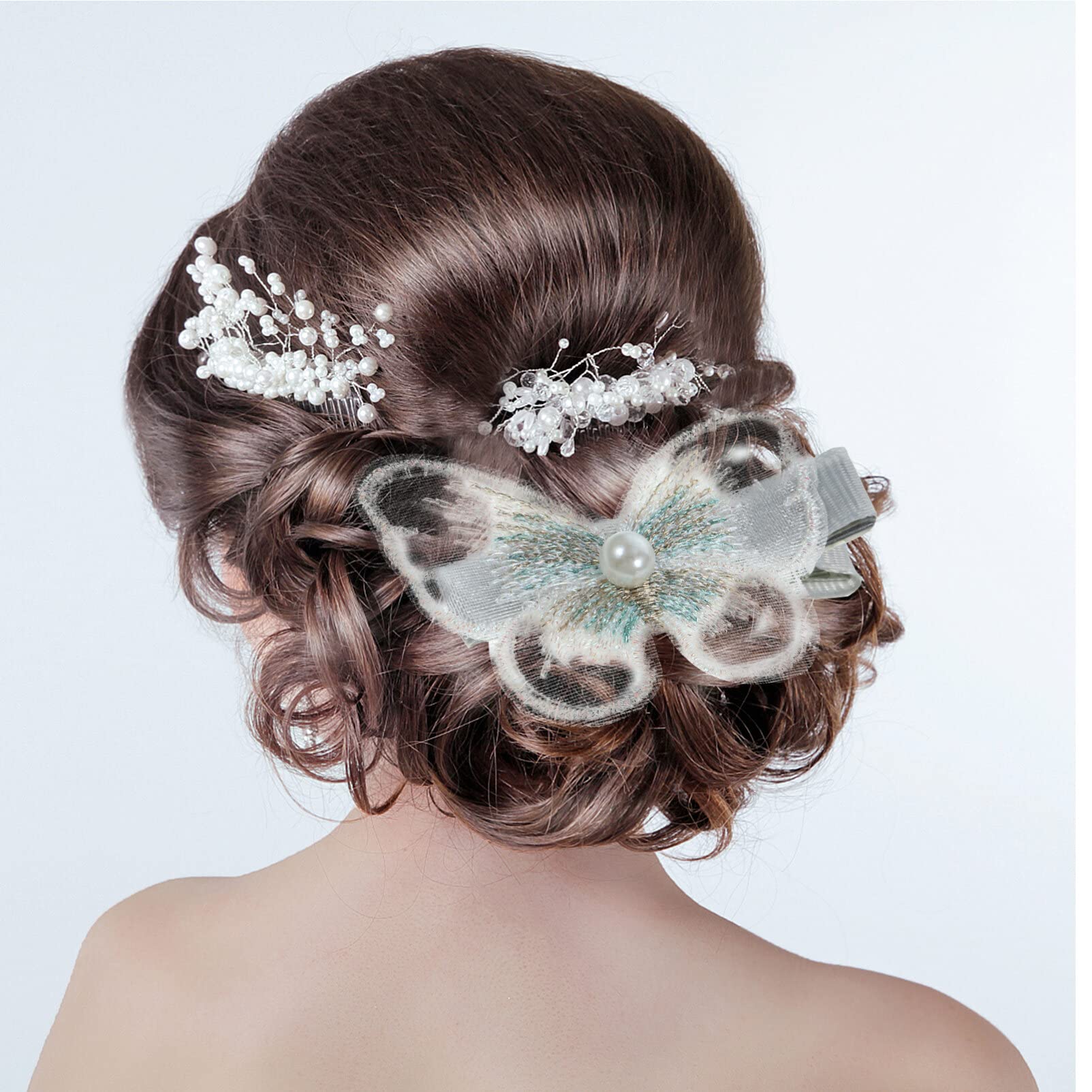 FOMIYES 10pcs White Metal Butterfly Hair Clips for Women - Elegant Wedding Hair Accessories, Floral Hair Pins for Bridal, Prom, Party & Special Occasions - Perfect Hair Decoration for Girls and Misses