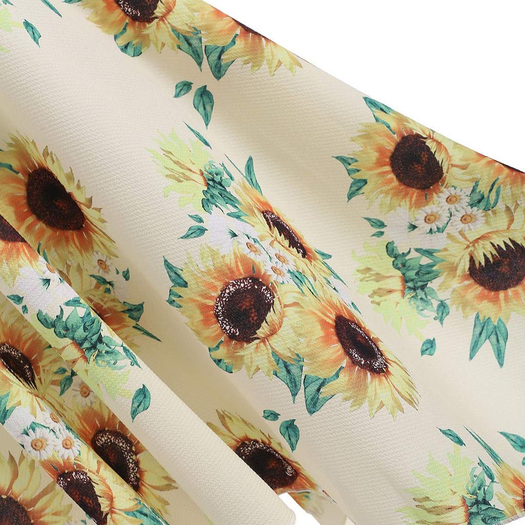 iQKA Women's Sunflower Print Mini Dress - Plus Size Asymmetric Camis Summer Beach Dress for Vacation, Pool Party & Casual Outings