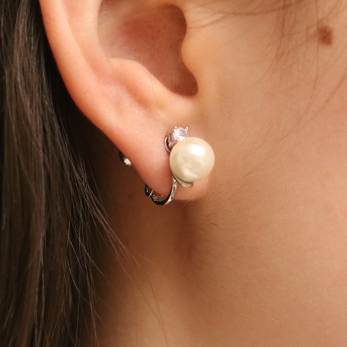 Cubic Pearl Clip On Earrings for Women - Fashion Non-Pierced Earrings for Parties, Weddings & Special Occasions