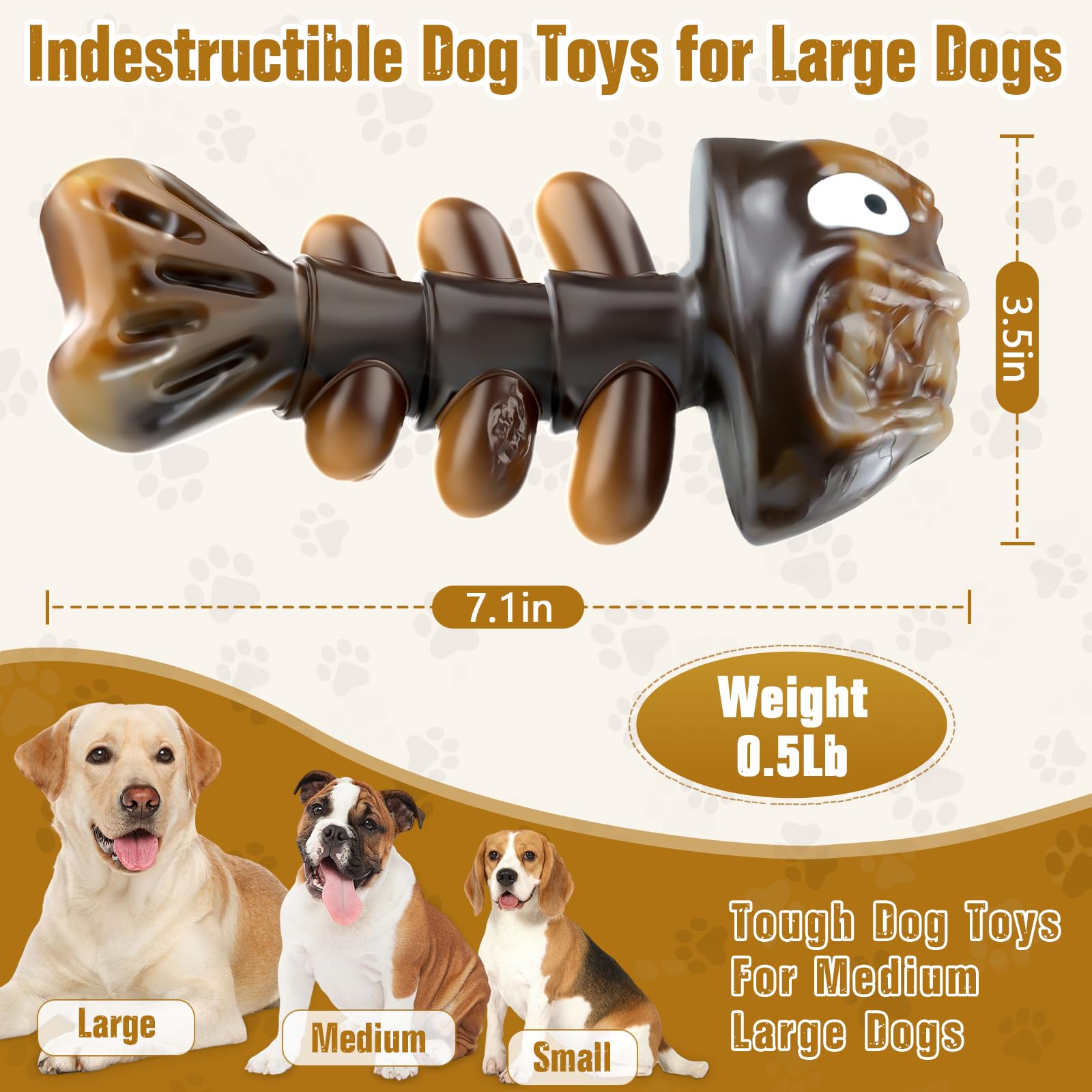 Indestructible Aggressive Chew Toys for Large Dogs - Heavy Duty Durable Milk Flavor Dog Chew Toy for Medium & Large Breed Aggressive Chewers - Perfect for Teething, Boredom Relief & Dental Health
