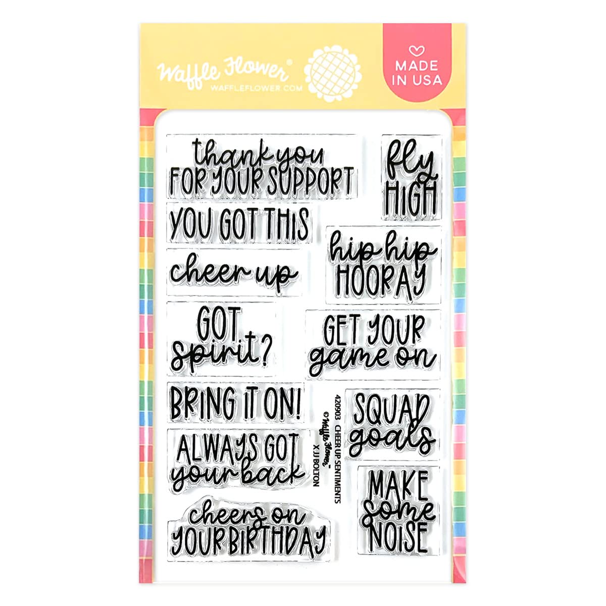 Cheer Up Sentiment Stamp Set by Cardmaker JJ Bolton - Handmade Waffle Flower Stamps for Greeting Cards, DIY Scrapbooking & Encouragement Gifts | Perfect for Card Making, Journaling & Crafting Projects