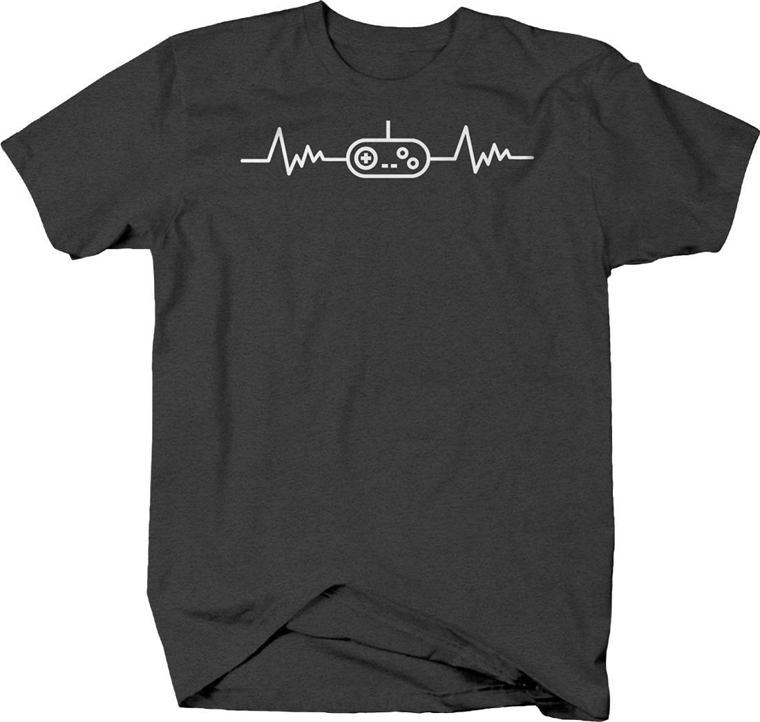 Classic Controller Lifeline Heartbeat Gamer Funny Video Games T-Shirt for Men - Perfect for Gaming Enthusiasts & Casual Wear