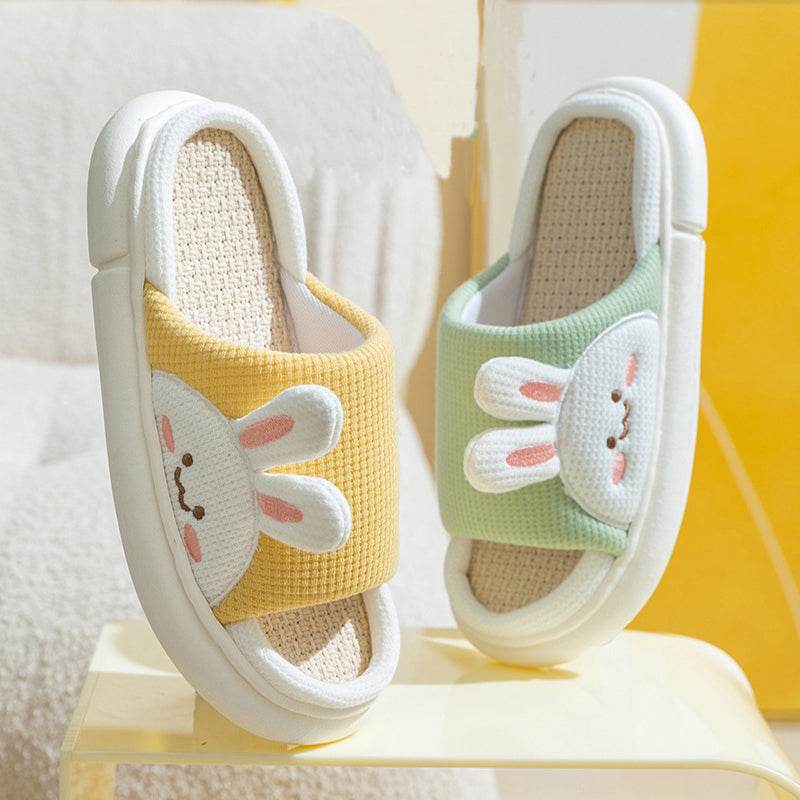 Soft & Cozy Bunny Linen Slippers for Women - Breathable Home Shoes with Non-Slip Sole - Perfect for Indoor Relaxation, Lounge Wear & Spa Days
