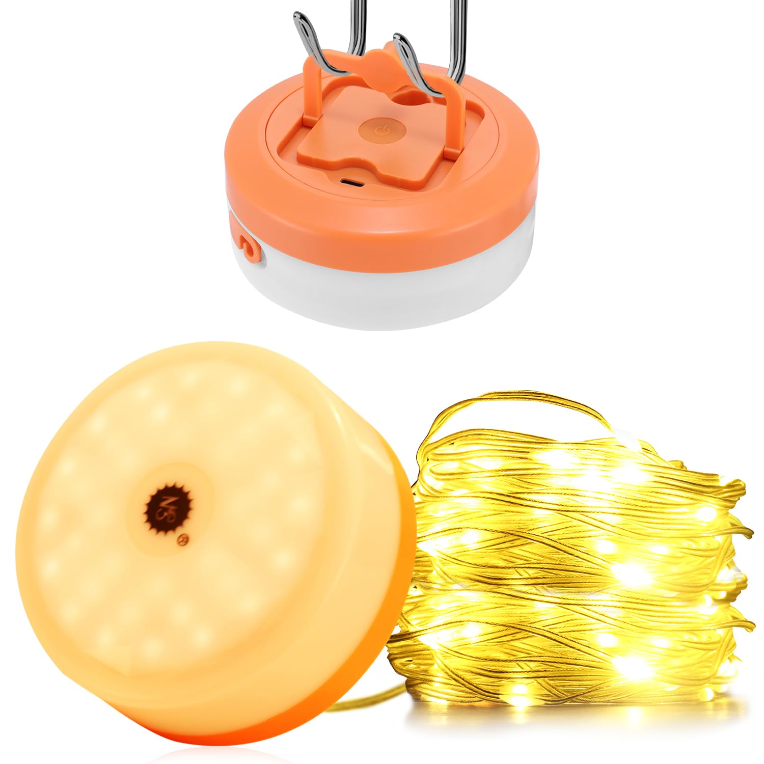 Waterproof Rechargeable Camping String Lights - 32.8Ft Outdoor USB LED Fairy Lights for Camping, Yard, Hiking, Patio & Backyard Decor (20s Quick Recovery, Durable Weatherproof Design) - Perfect for Outdoor Parties, Weddings and Nighttime Adventures