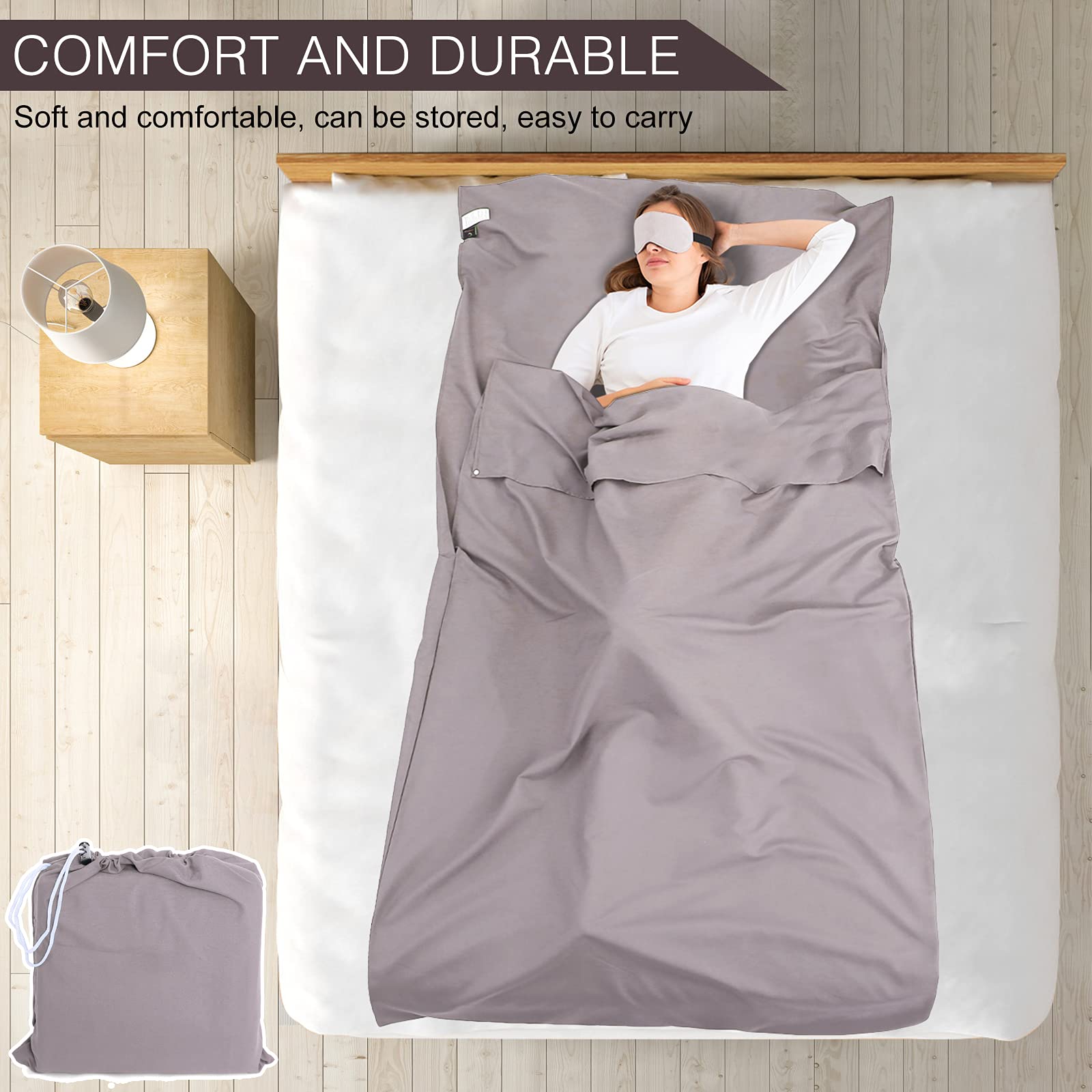 Lightweight Double Sleeping Bag Liner & Camping Sheet for Adults - Portable Travel Sleep Sack for Outdoor Adventures, Hiking, Hotels & Picnics | Perfect for Backpacking, Camping Trips and Travel Comfort