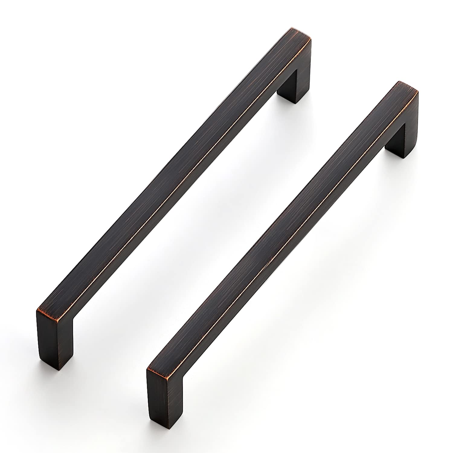Ravinte 5 Pack 5 Inch Solid Square Bar Drawer Pulls - Oil Rubbed Bronze Cabinet Handles for Kitchen, Bathroom & Furniture (Center to Center Mounting) - Perfect for Modern Cabinets, Dressers & Storage Upgrades