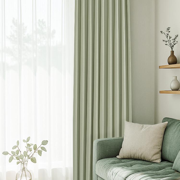 Seren Chenille Sage Green Blackout Curtains - Heavyweight Thermal Insulated Drapes for Bedroom & Living Room - Noise Reducing & Light Blocking Window Treatments for Home Decor