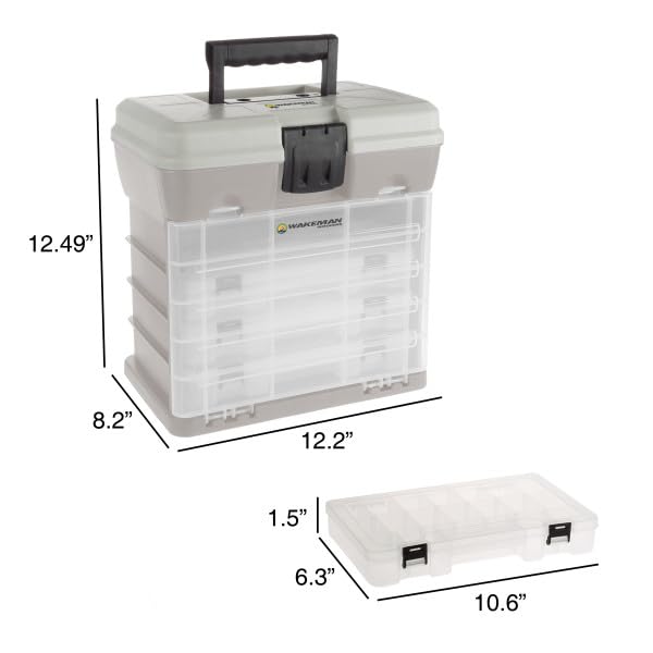 Wakeman Outdoors 4-Drawer 19-Compartment Storage Tool Box Organizer | Heavy Duty Utility Box for Camping Gear, Fishing Tackle & DIY Tools | Perfect for Garage, Workshop & Outdoor Adventures (Green)