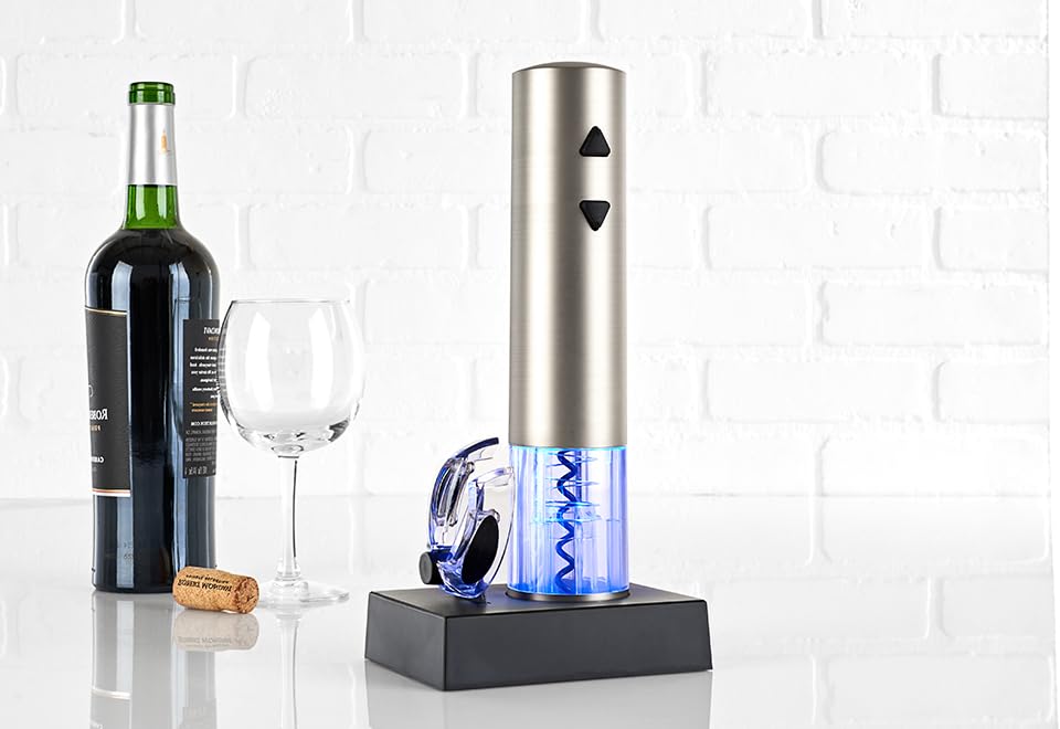 Premium Rechargeable Electric Wine Opener with Built-in Foil Cutter - Cordless Automatic Corkscrew for Easy Wine Bottle Opening - Perfect for Home, Parties & Gifts