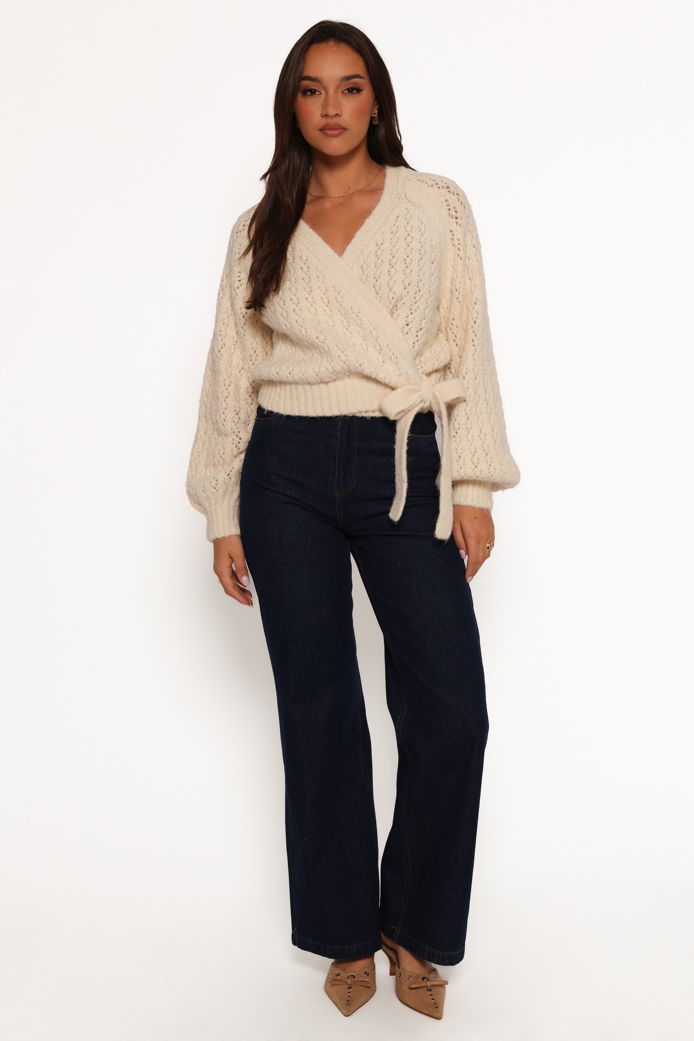 Etta Women's Ballet Wrap Knit Sweater - Soft Cream Cardigan for Dancers & Casual Wear | Perfect for Dance Class, Coffee Dates & Fall Layering
