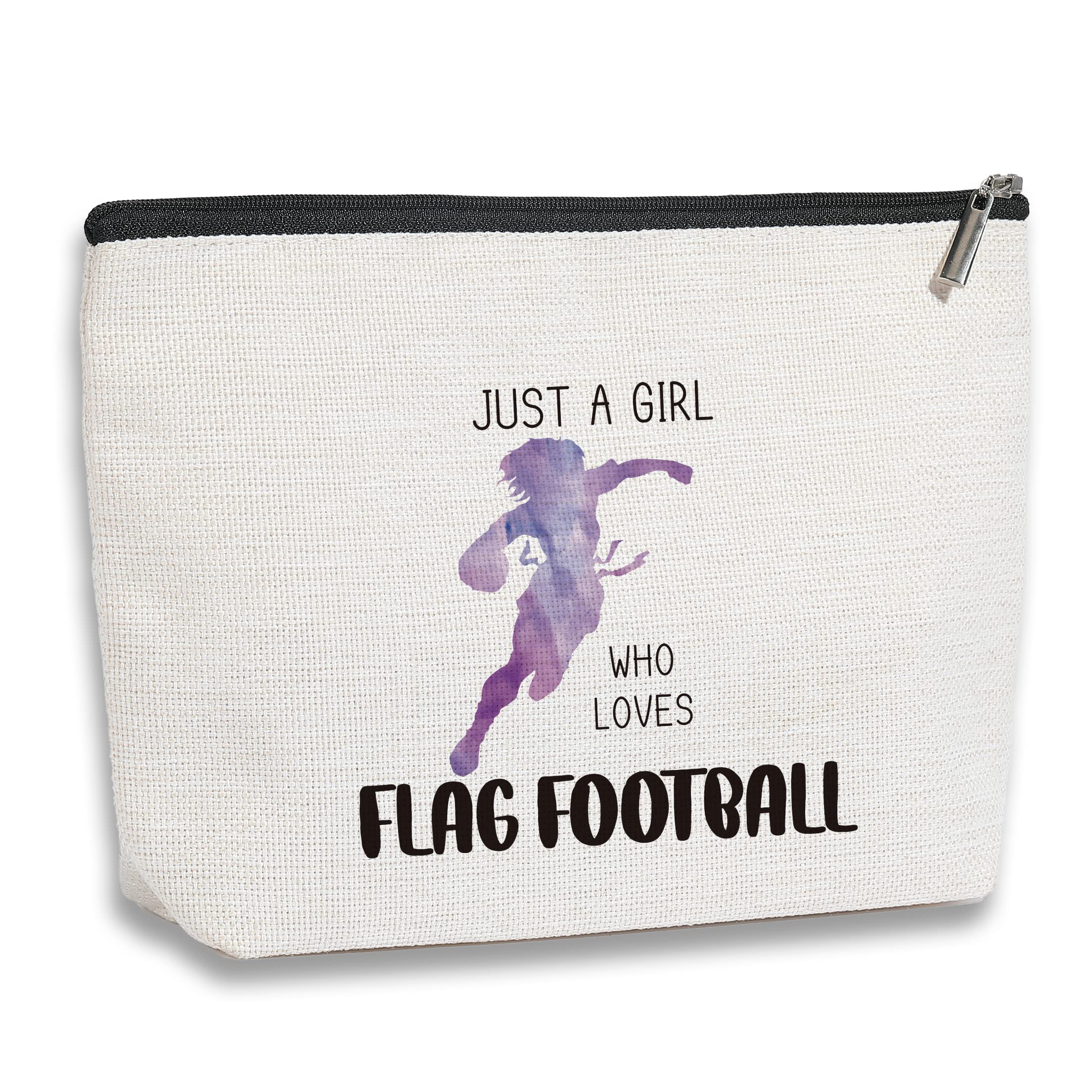 Football Themed Makeup Bag - Inspirational Gifts for Women & Flag Football Fans | Perfect Birthday, Friendship Gift for Sports Lovers | Great for Game Days, Travel & Cosmetics Storage