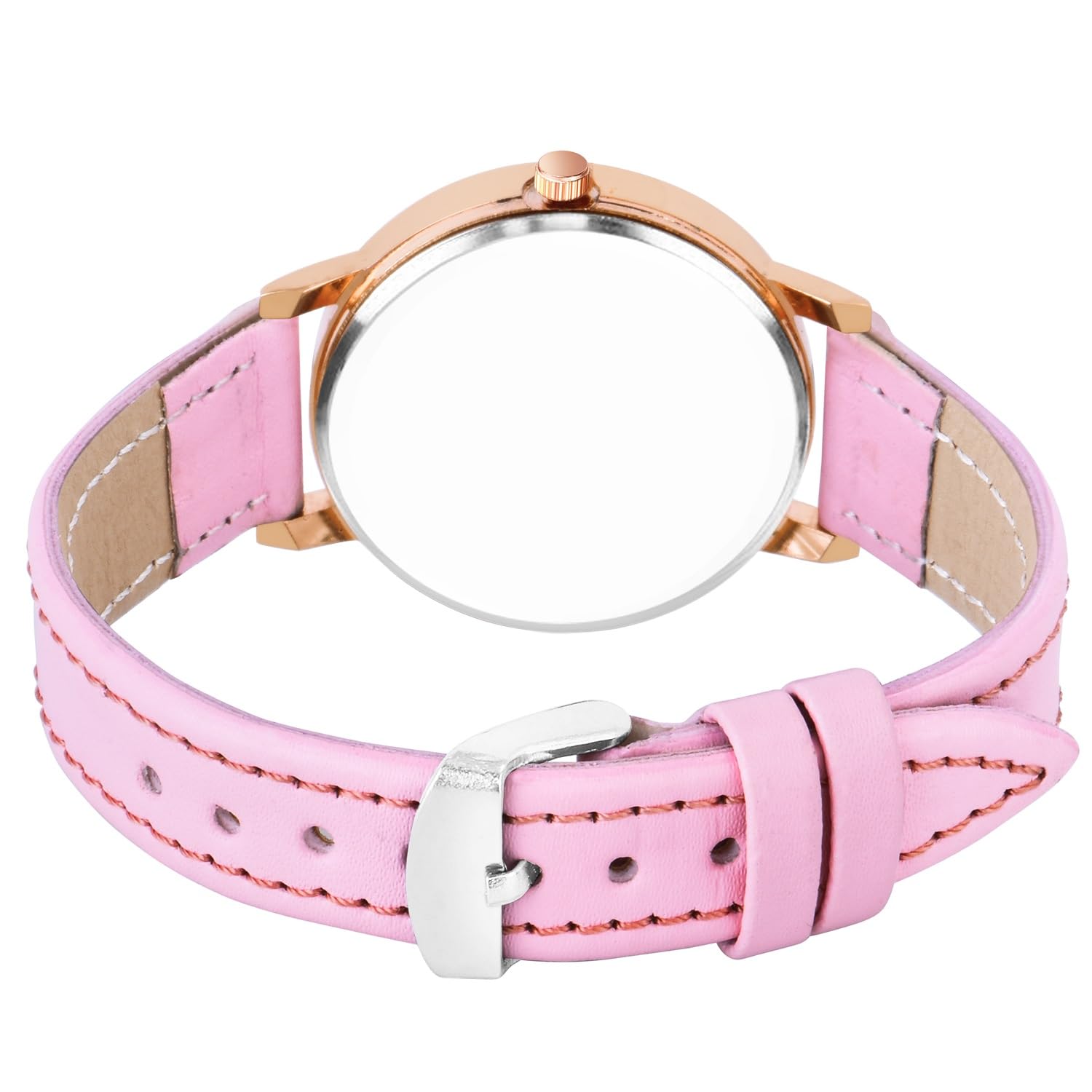 KIARVI GALLERY Black Princess Dial Analog Watch for Women & Girls - Leather Strap, Pink Accents - Perfect for Birthday Gifts, Formal Occasions & Everyday Wear