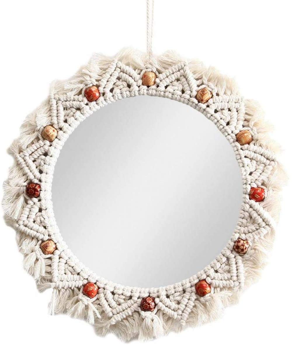 Hand Woven Lace Round Wall Picture Frame - Elegant Wall Mounted Decor with Tassels for Living Room, Bedroom & Nursery | Vintage Home Decoration