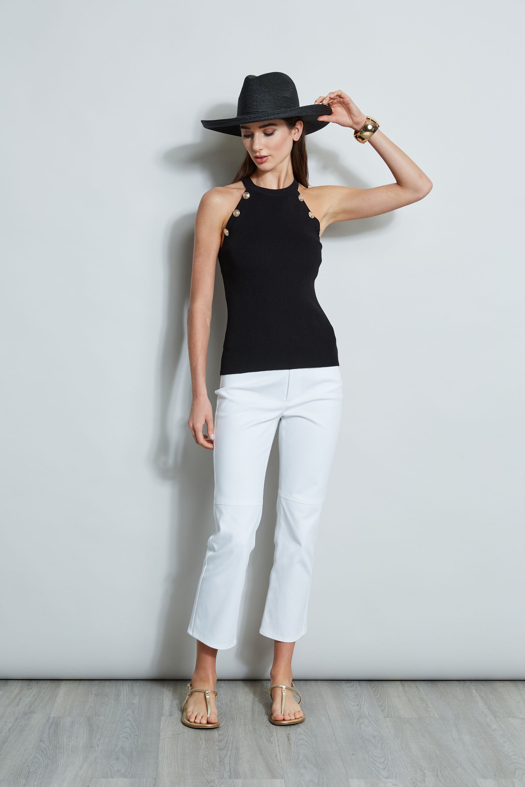 Women's Halter Button Rib Tank Top - Soft Stretchy Summer Casual Shirt for Beach, Yoga & Everyday Wear