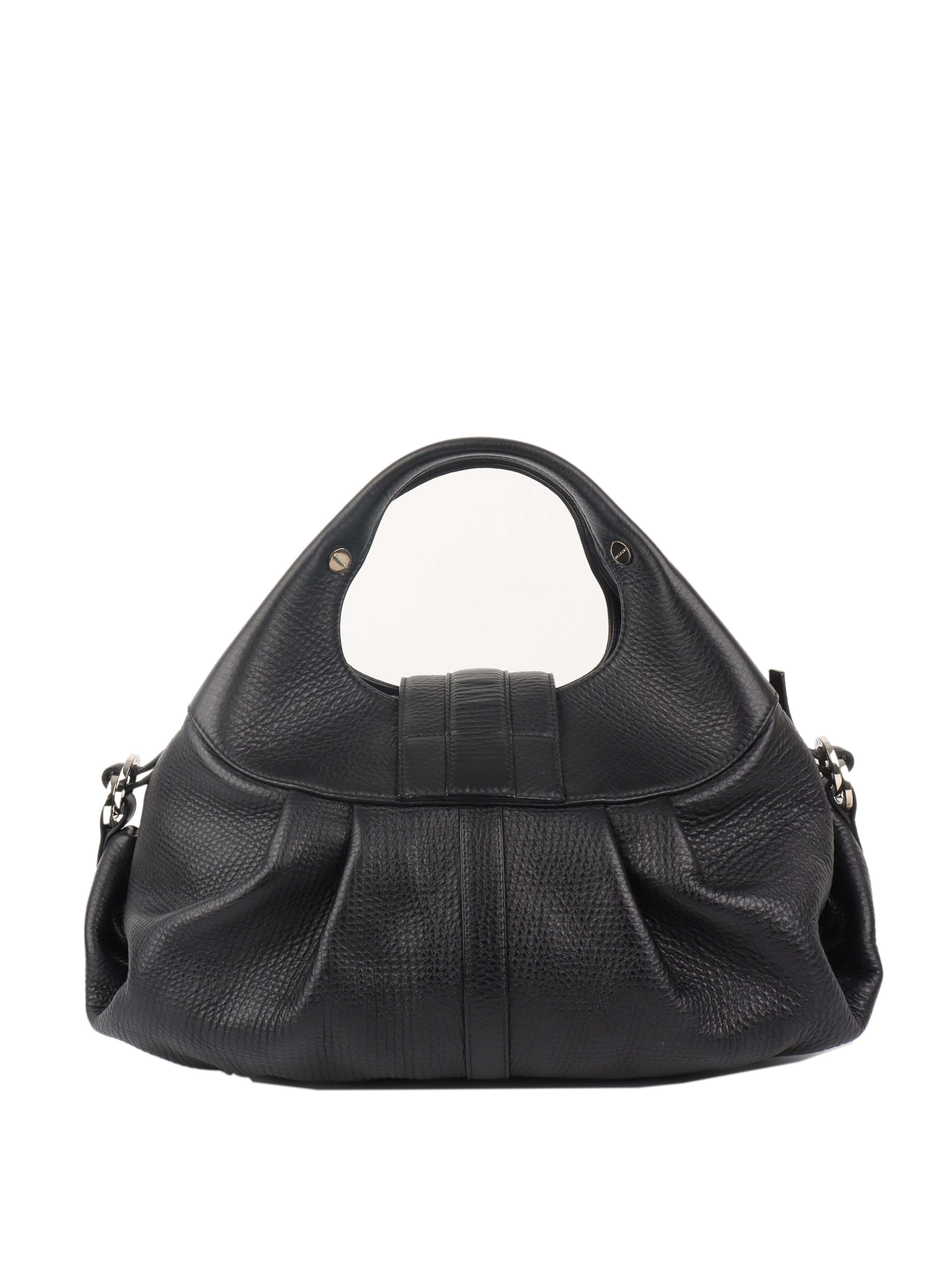 Bvlgari Black Leather Shoulder Bag with Handles - Luxury Designer Handbag for Women, Perfect for Work, Travel & Evening Events