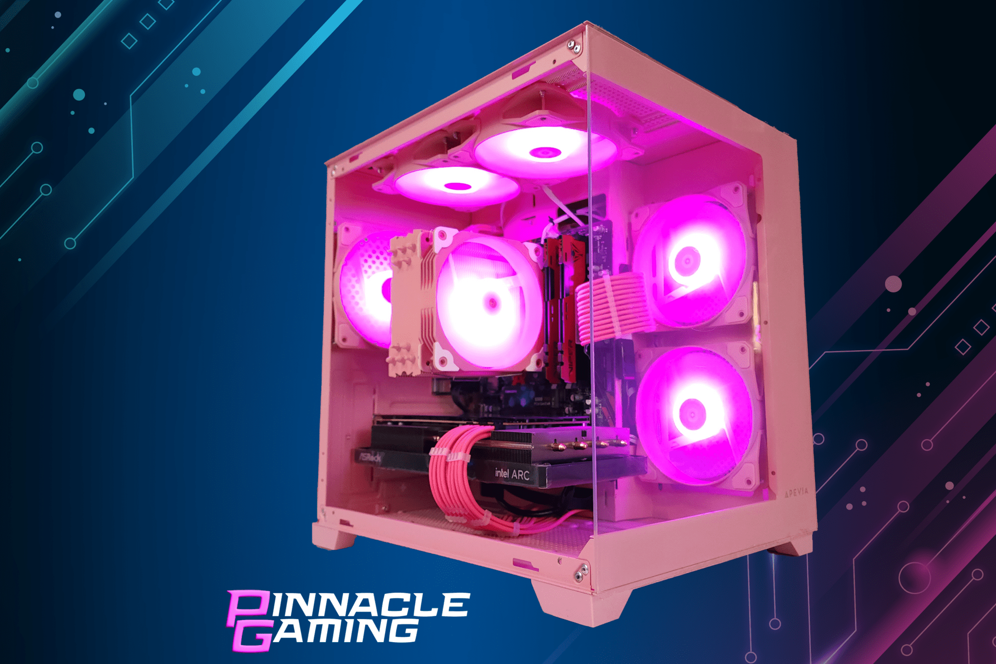 Custom Gaming Desktop PC - Intel Core i7, RTX 4060, 1TB SSD, 32GB DDR4, Pink Prism RGB - High Performance Computer for Streaming, Esports & VR Gaming