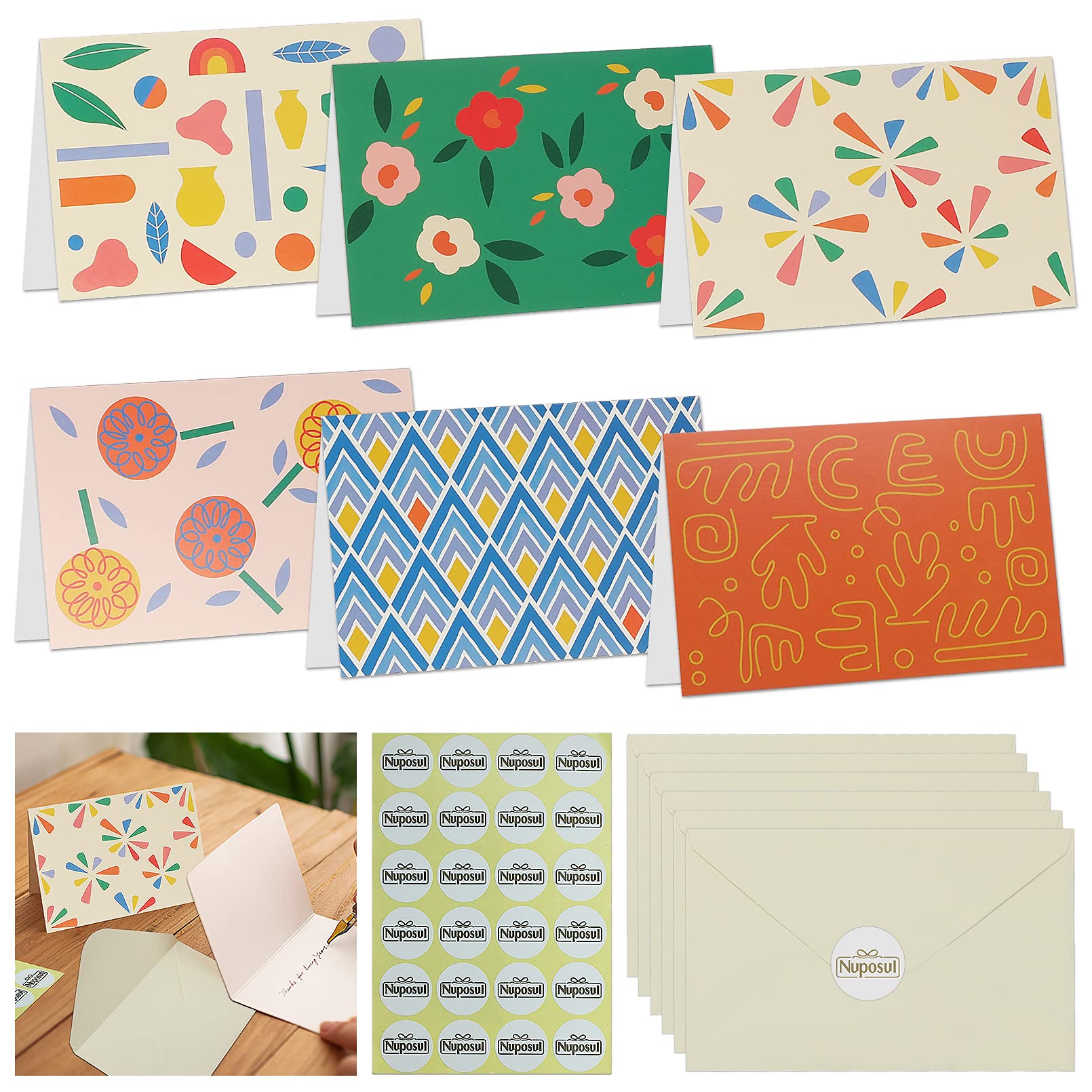24 Pack Blank Greeting Cards with Envelopes - All Occasion Card Set for Birthday, Thank You, Baby Shower & Wedding - Perfect for Handwritten Notes, Party Invitations & Special Events