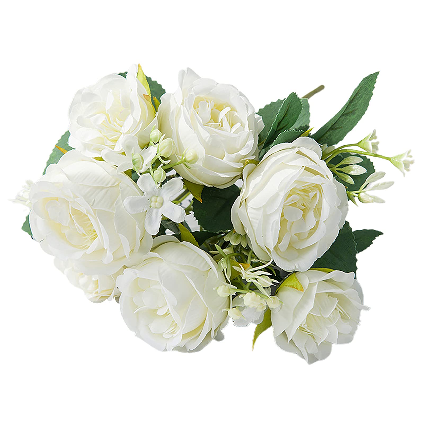 Premium Artificial Peony Bouquet - Realistic Fake Silk Flowers for Home & Office Decor - Elegant White Faux Floral Arrangement for Vase, Table Centerpiece, Wedding, and Meeting Room Decoration